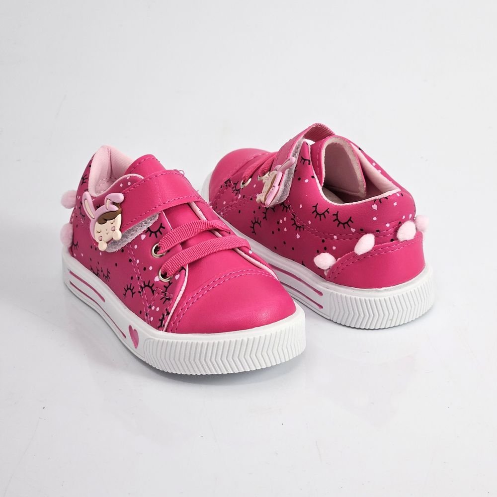 Tênis Infantil Menina Casual Linda Ju Pompom Rosa 3