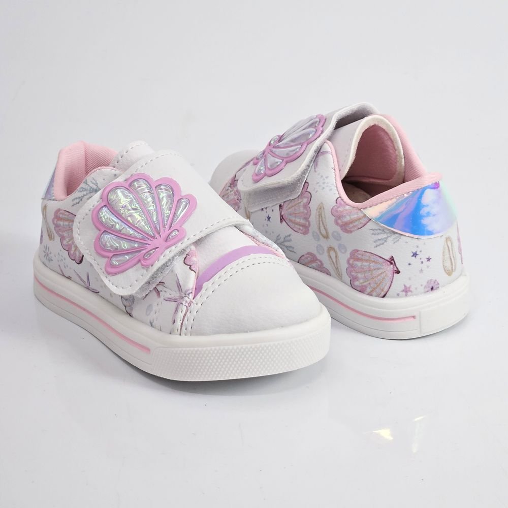 Tênis Infantil Menina Casual Linda Ju Concha Branco/Rosa 3