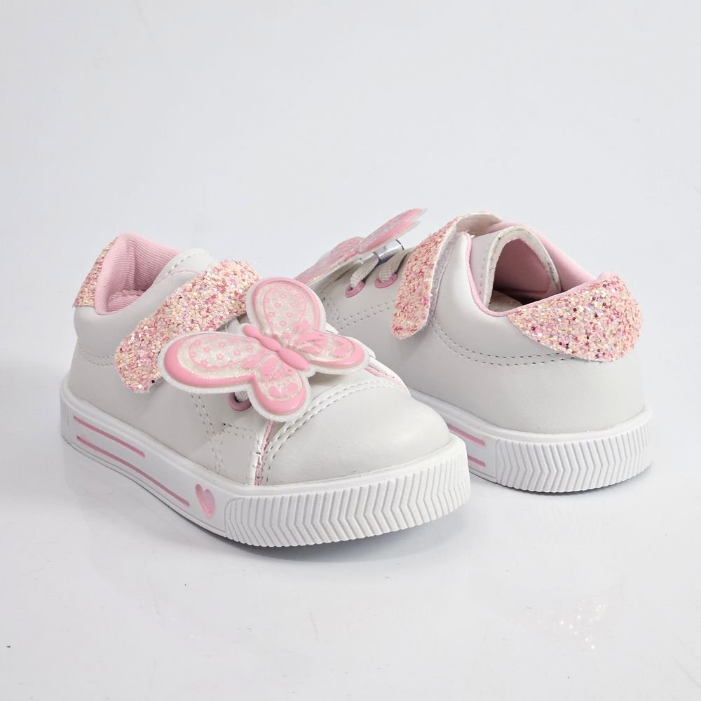 Tênis Infantil Menina Casual Linda Ju Borboleta Branco/Rosa 3