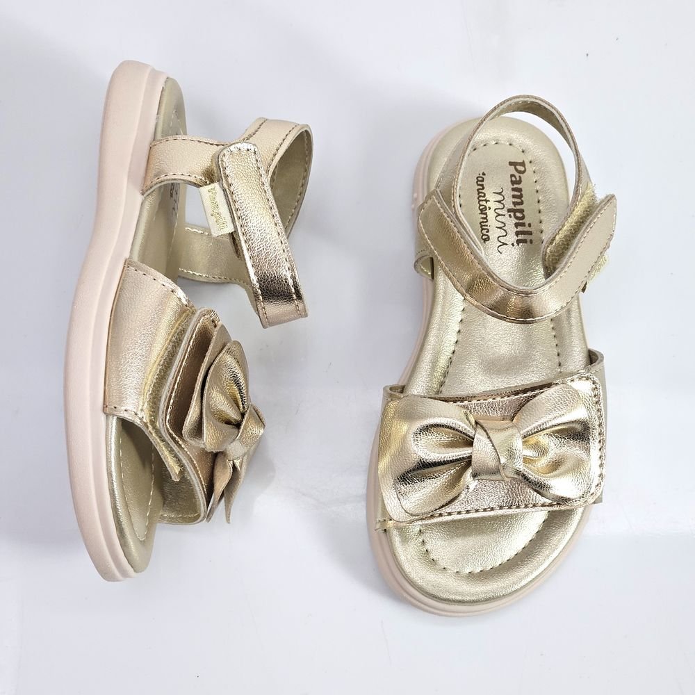 Sandália Infantil Menina Pampili Lili Laço Dourado 2