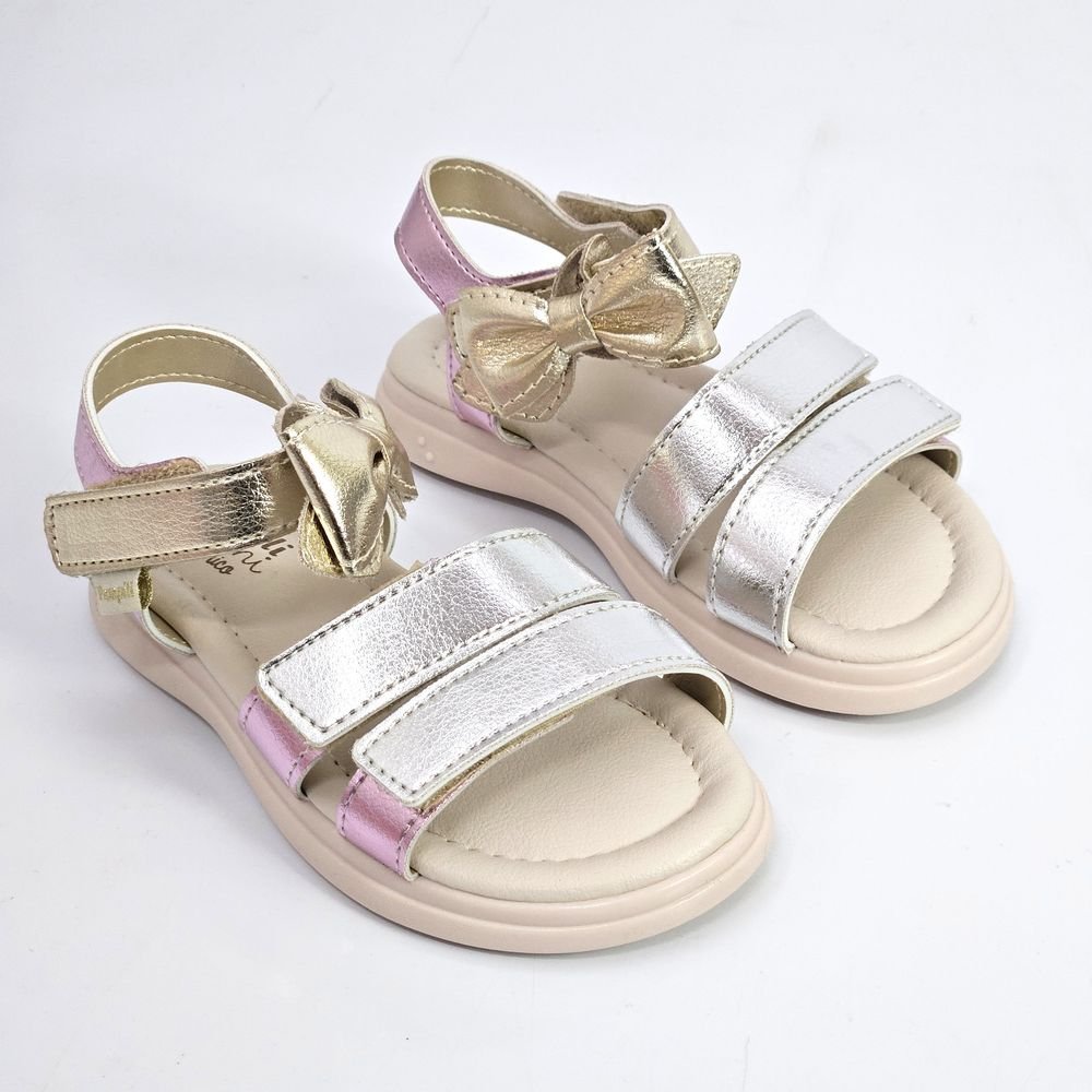 Sandália Infantil Menina Pampili Lili Laço Dourado/Rosa 3