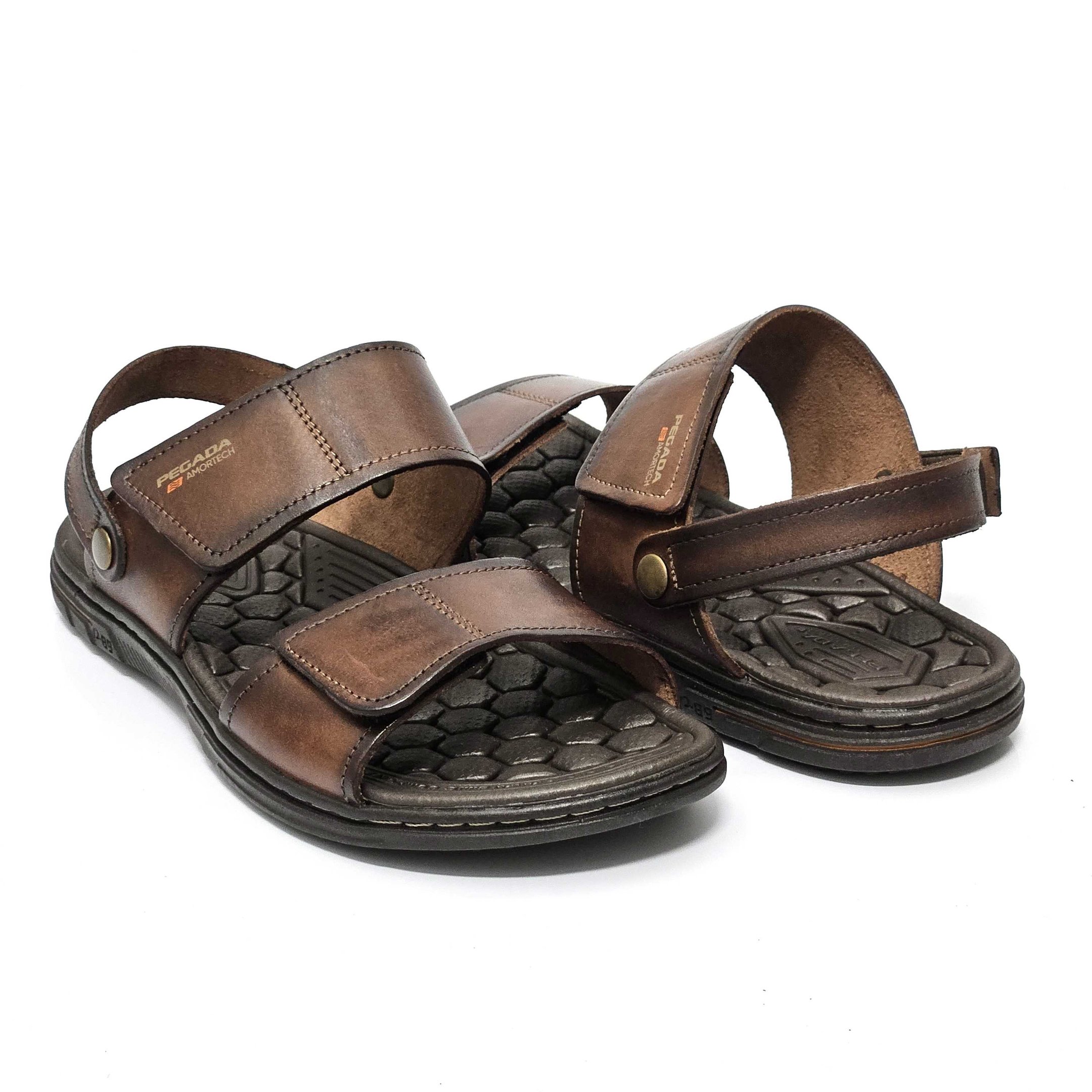 Sandália Papete Pegada 2 em 1 Em Couro Marrom 3