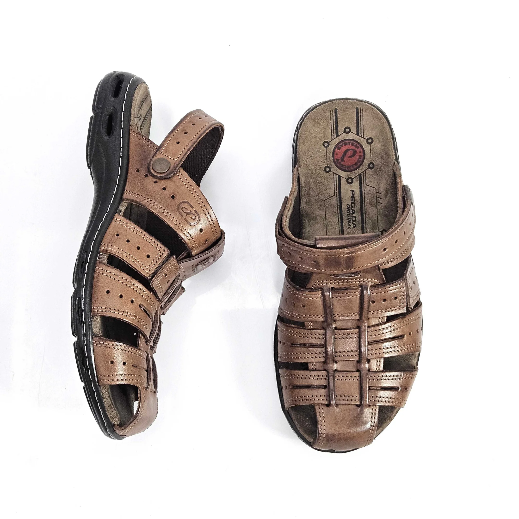 Sandália Papete Pegada Fechada Em Couro Marrom 2