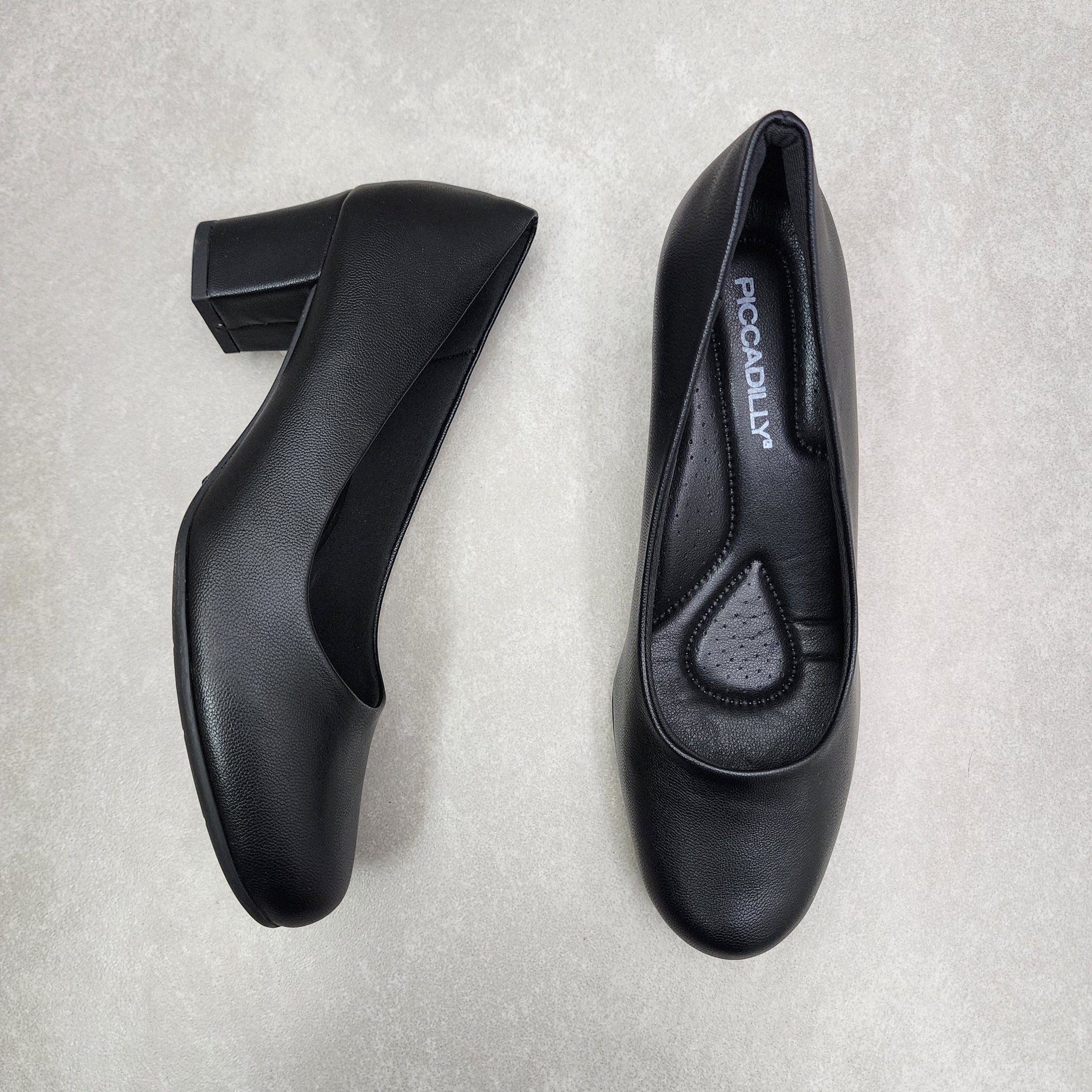 Sapato Piccadilly Salto Médio Quadrado Preto 2