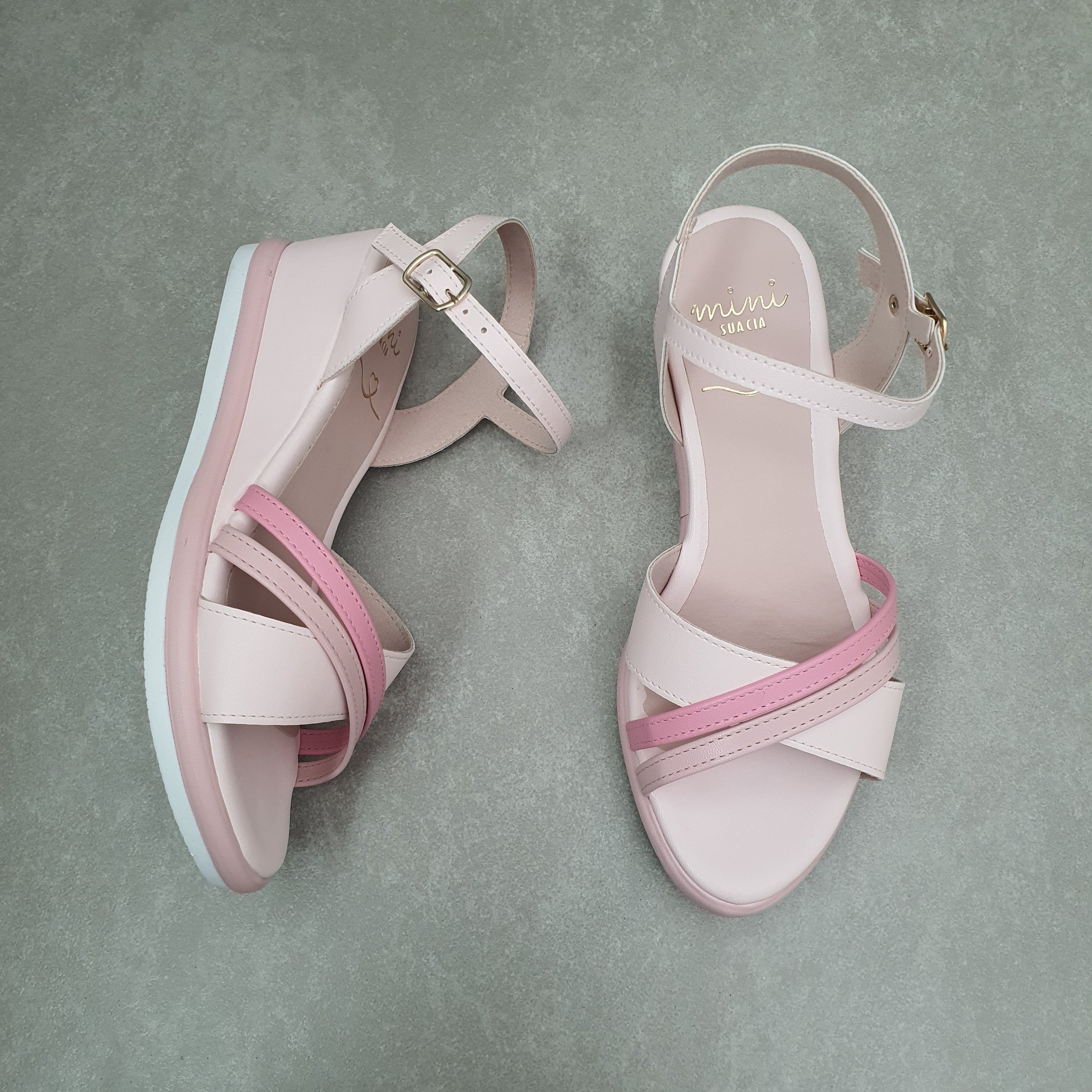 Sandália Infantil Sua Cia Mini Anabela Champagne Rosa 2
