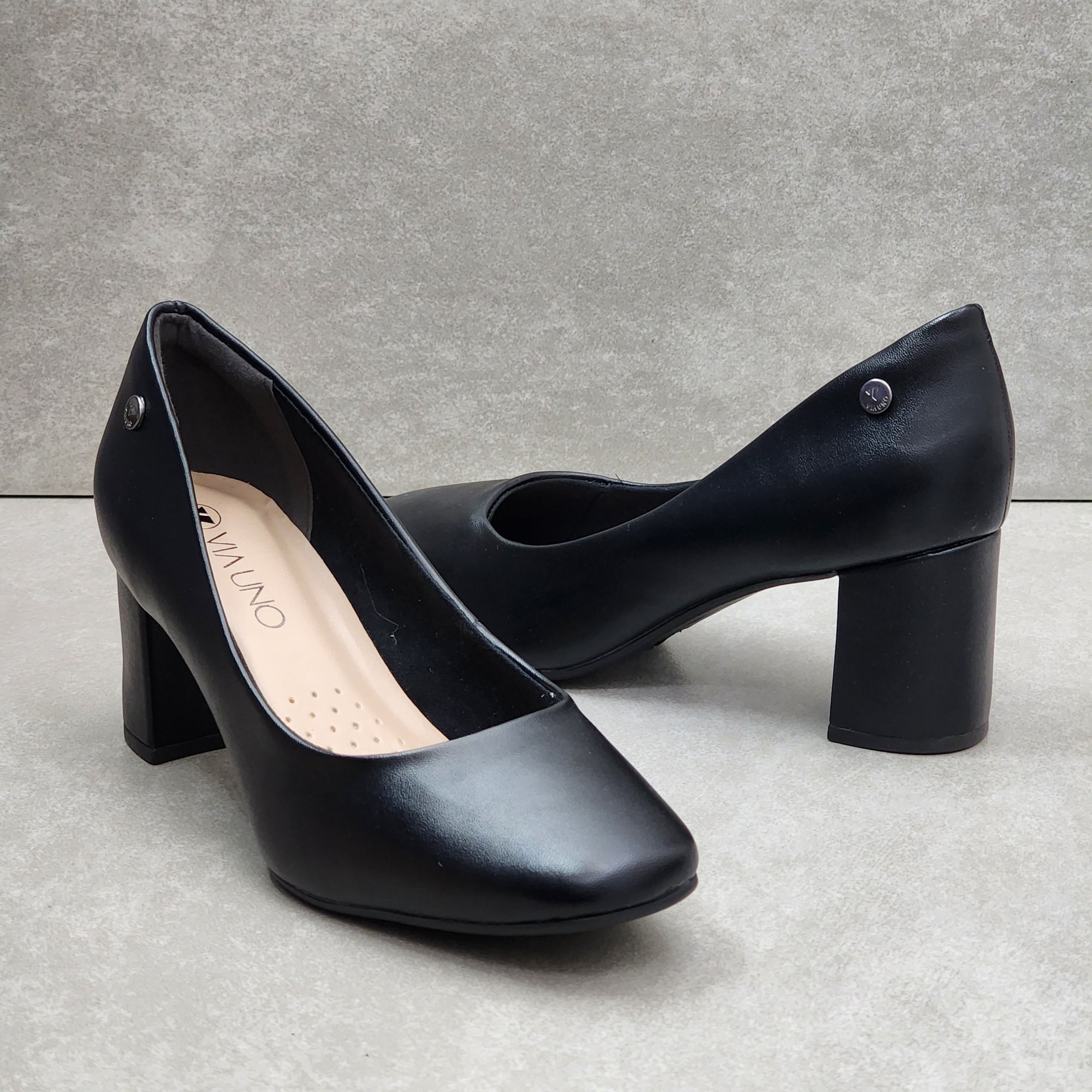 Sapato Feminino Via Uno Com Salto Bloco Médio Preto 3