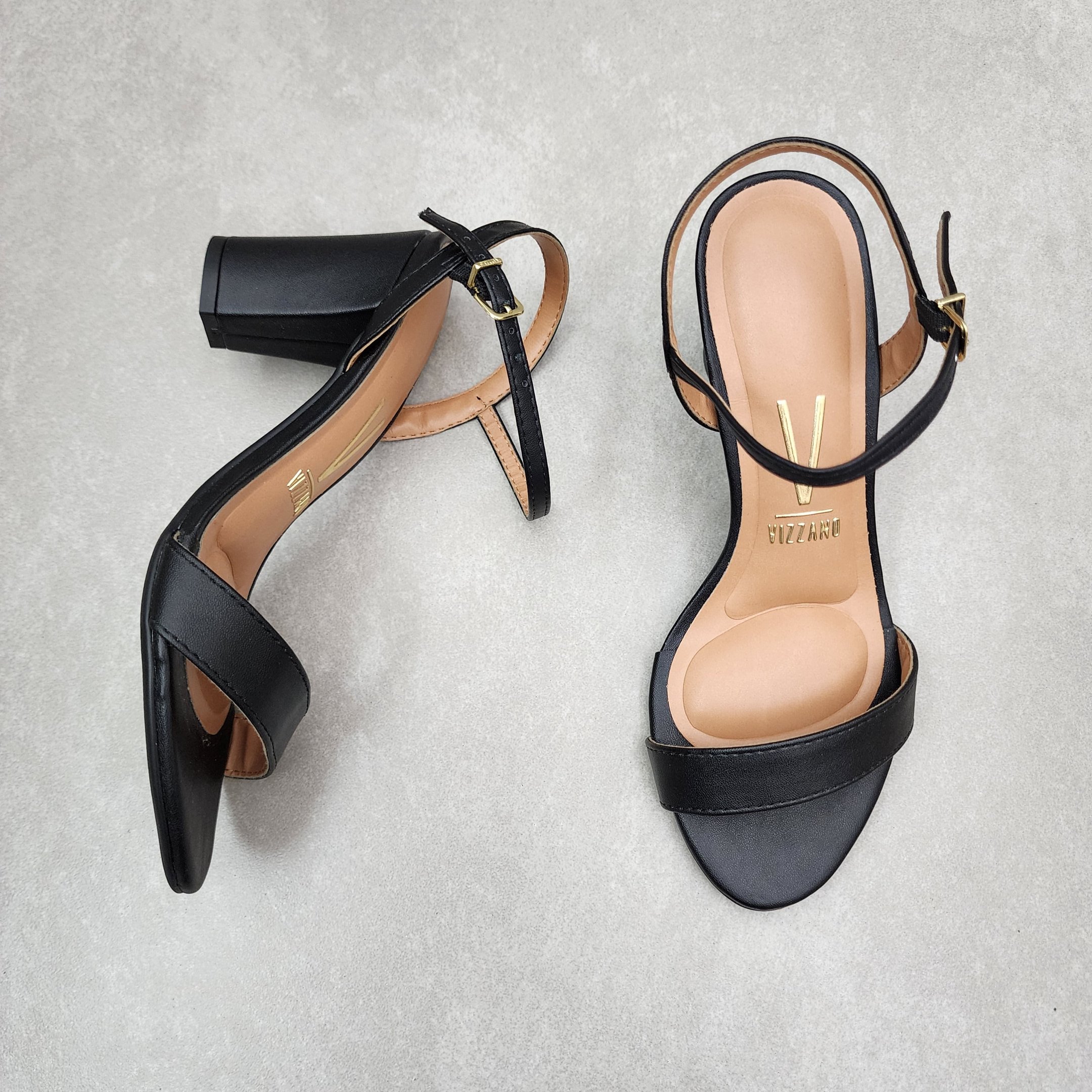 Sandália Vizzano Salto Médio Bloco Com Glitter Preto 2