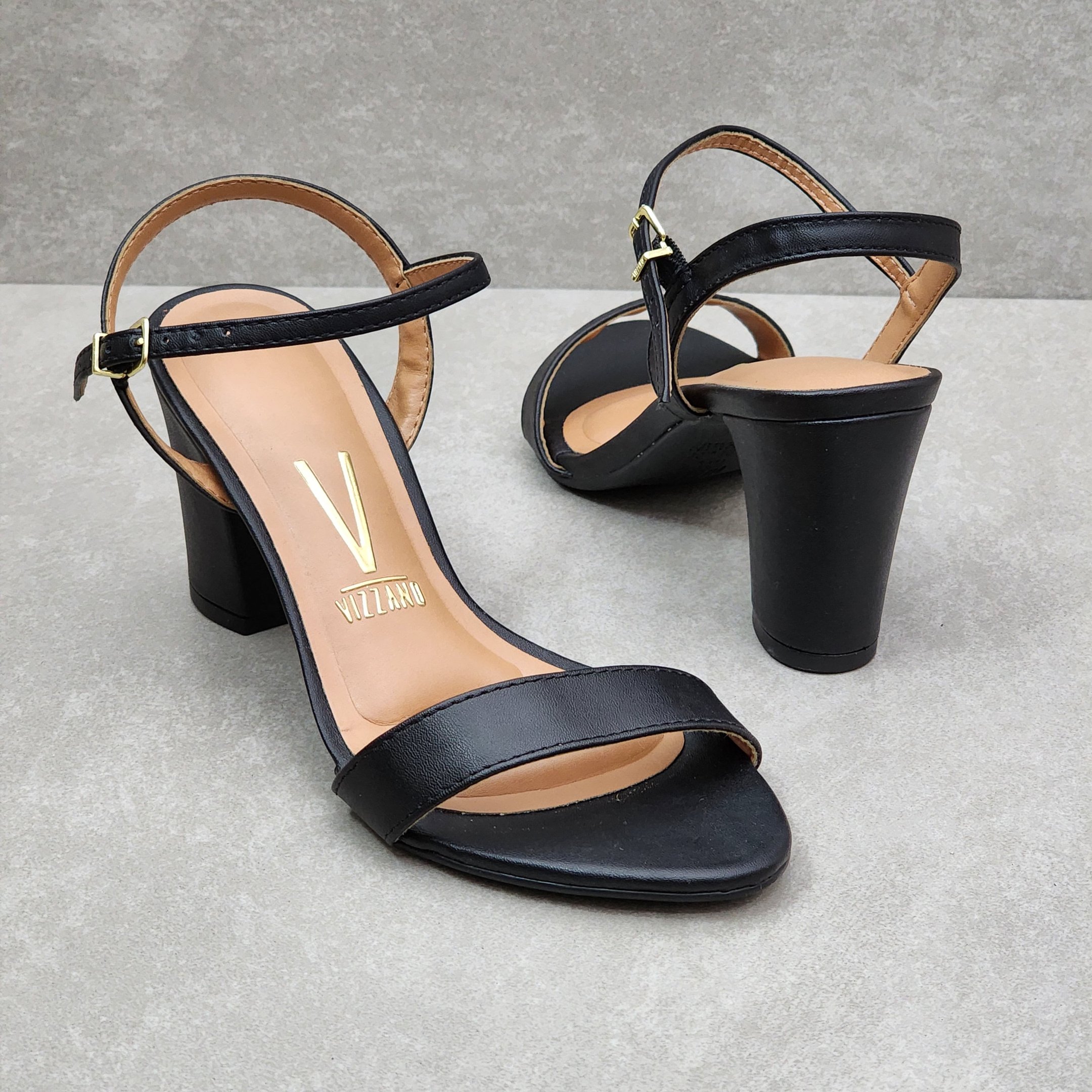 Sandália Vizzano Salto Médio Bloco Com Glitter Preto 3