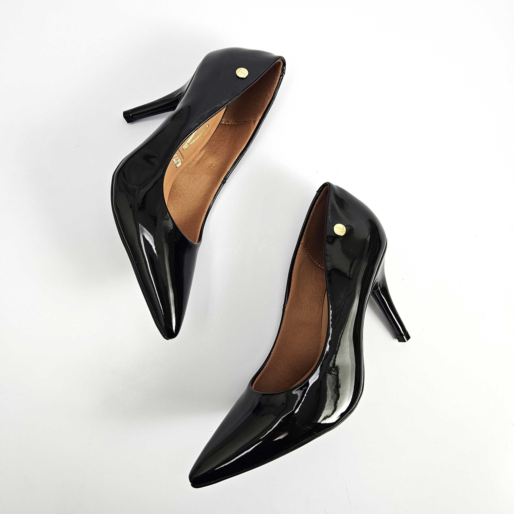 Sapato Scarpin Vizzano Plissado Salto Alto Fino Preto 2