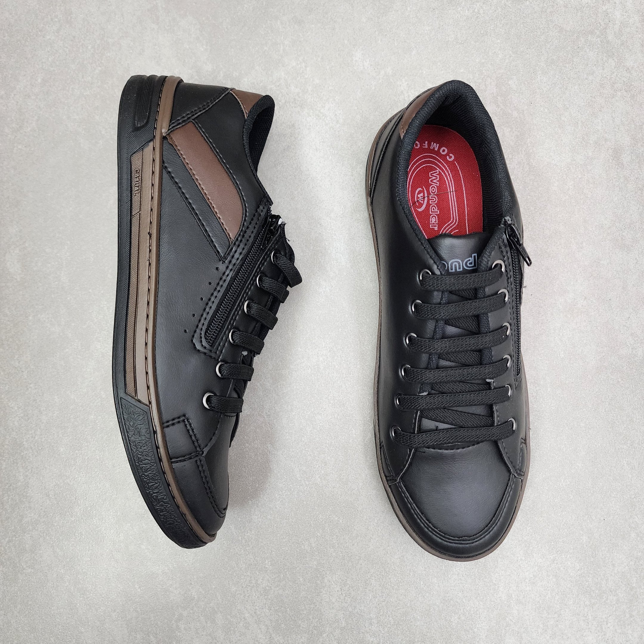 Sapatênis Wonder Com Zíper e Elástico Off Preto 2