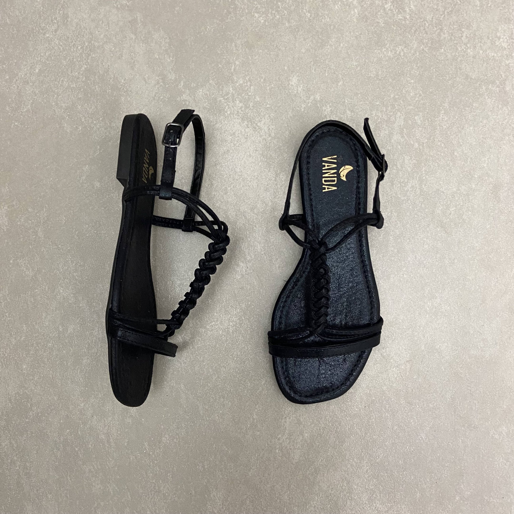 Rasteira Zohla Trançada Preto 3