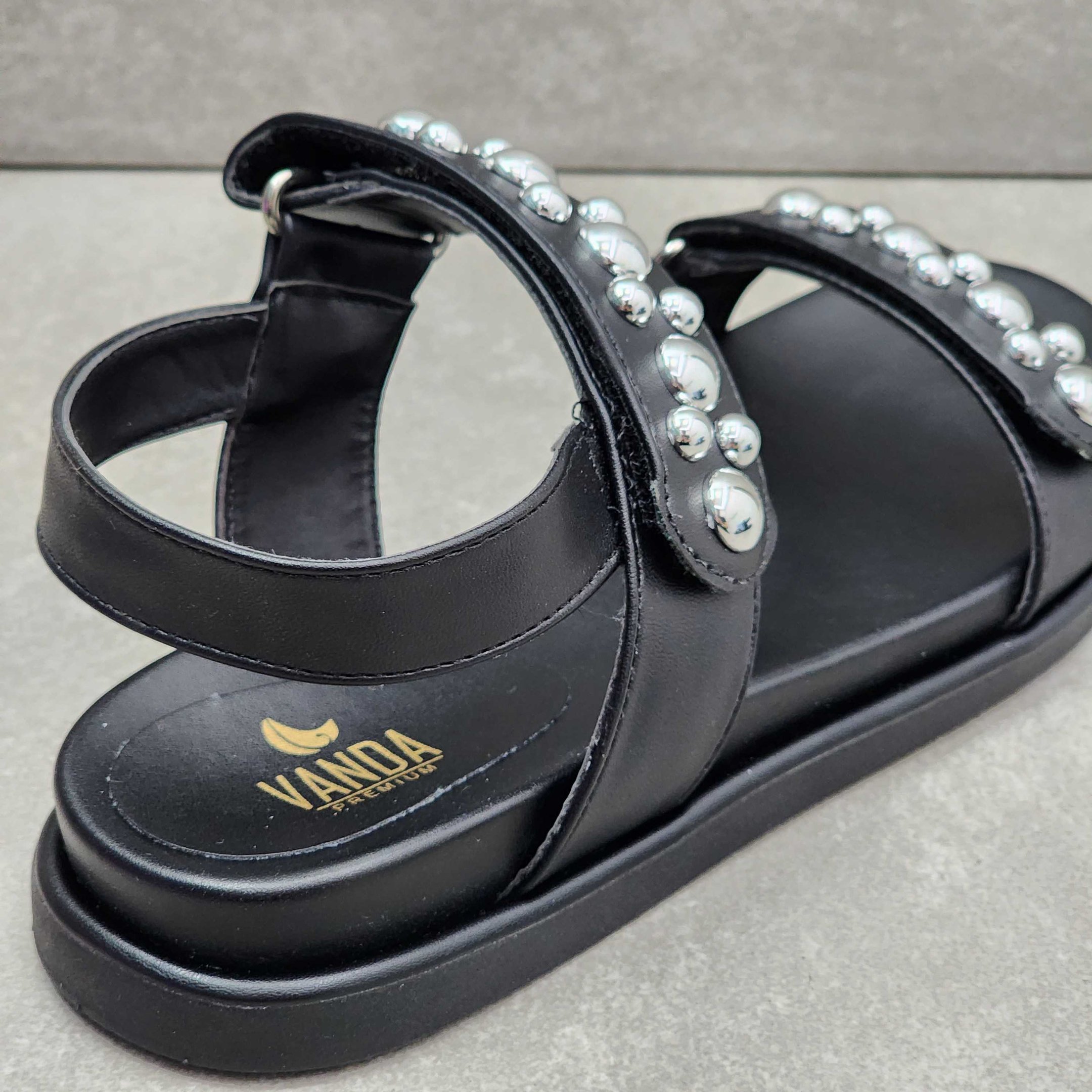 Sandália Papete Duas Tiras Detalhe Brilhante Zabumba Preto 3