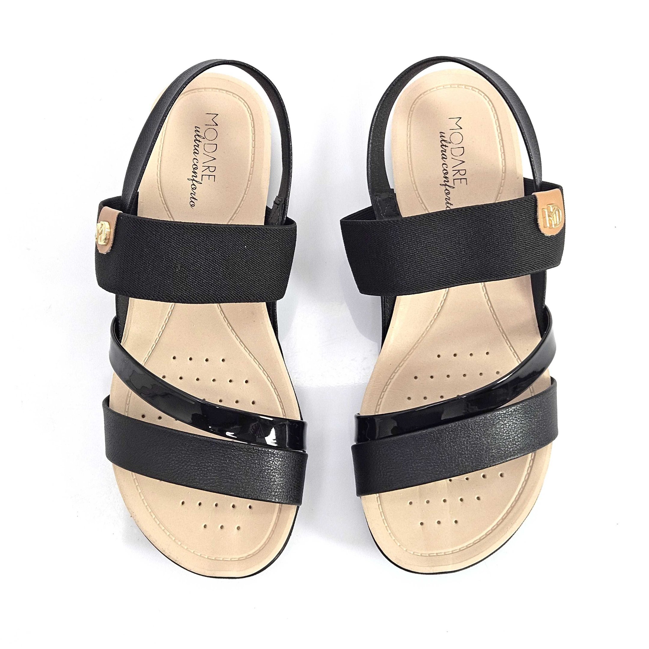 Sandália Modare Salto Baixo Com Elástico Preto 2