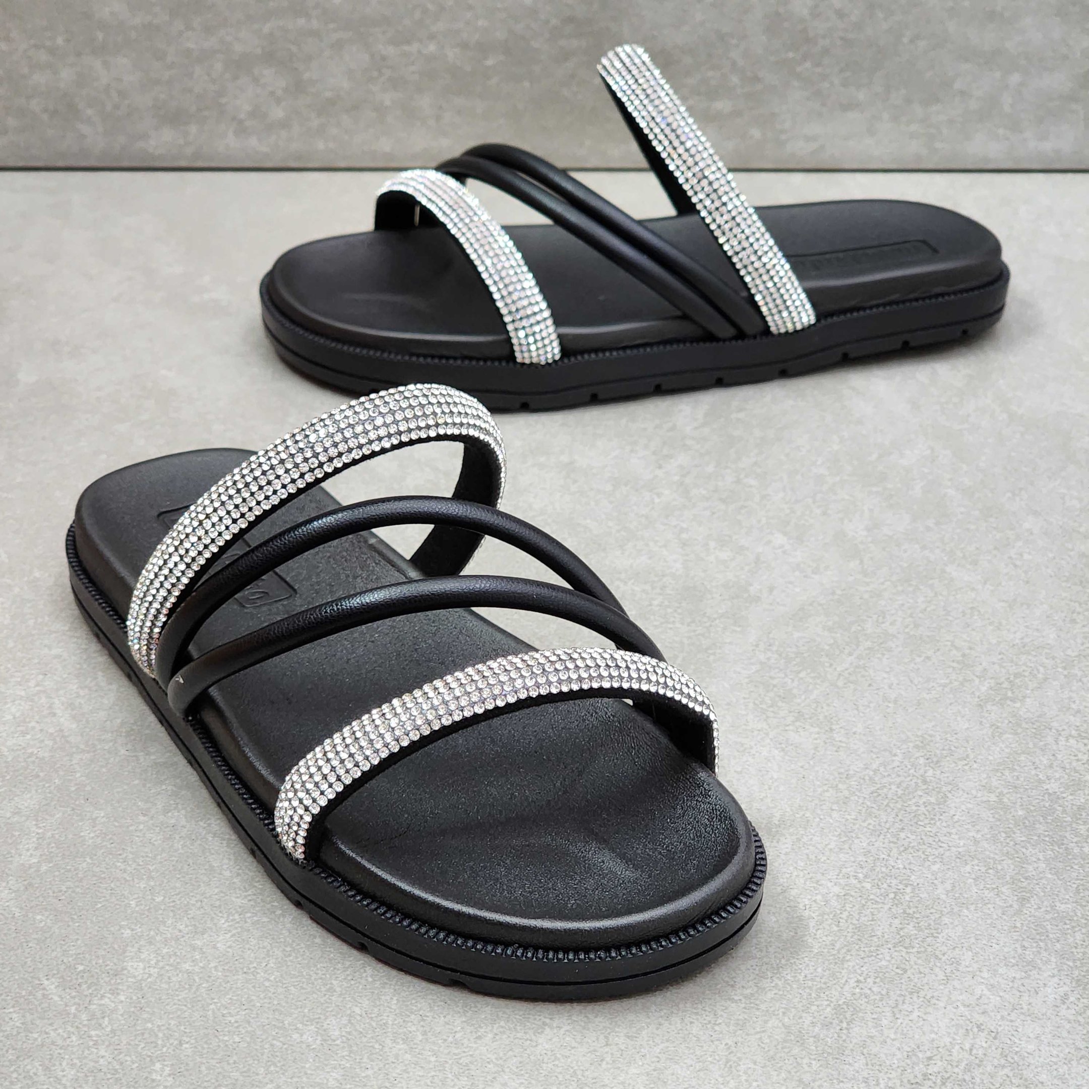 Sandália Infantil  Molekinha Tiras Strass- Rosa Preto 2