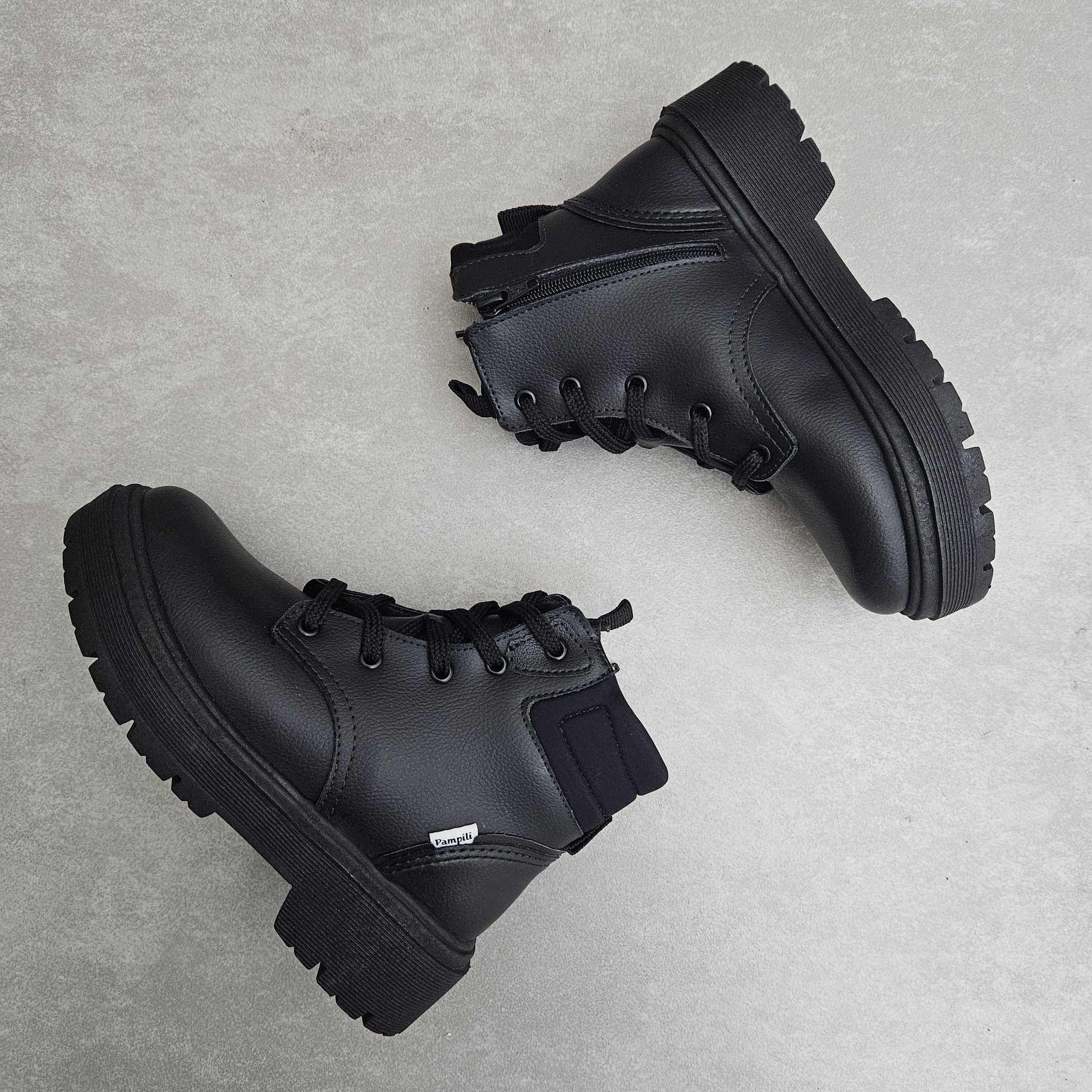 Bota Coturno Infantil Pampili Duda Com Cadarço Preto 2