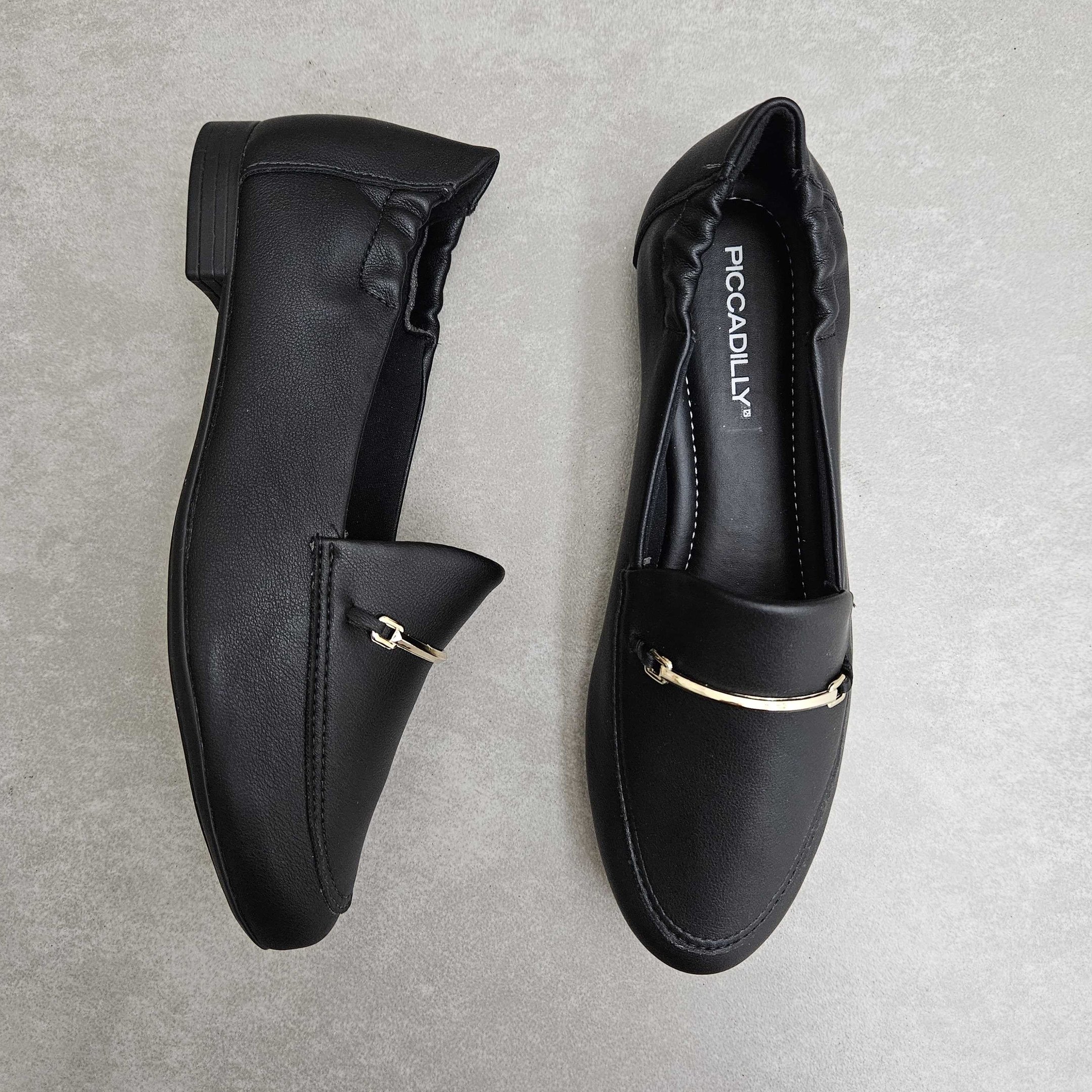 Sapato Loafer Piccadilly Com Bridão e Elástico Preto 2