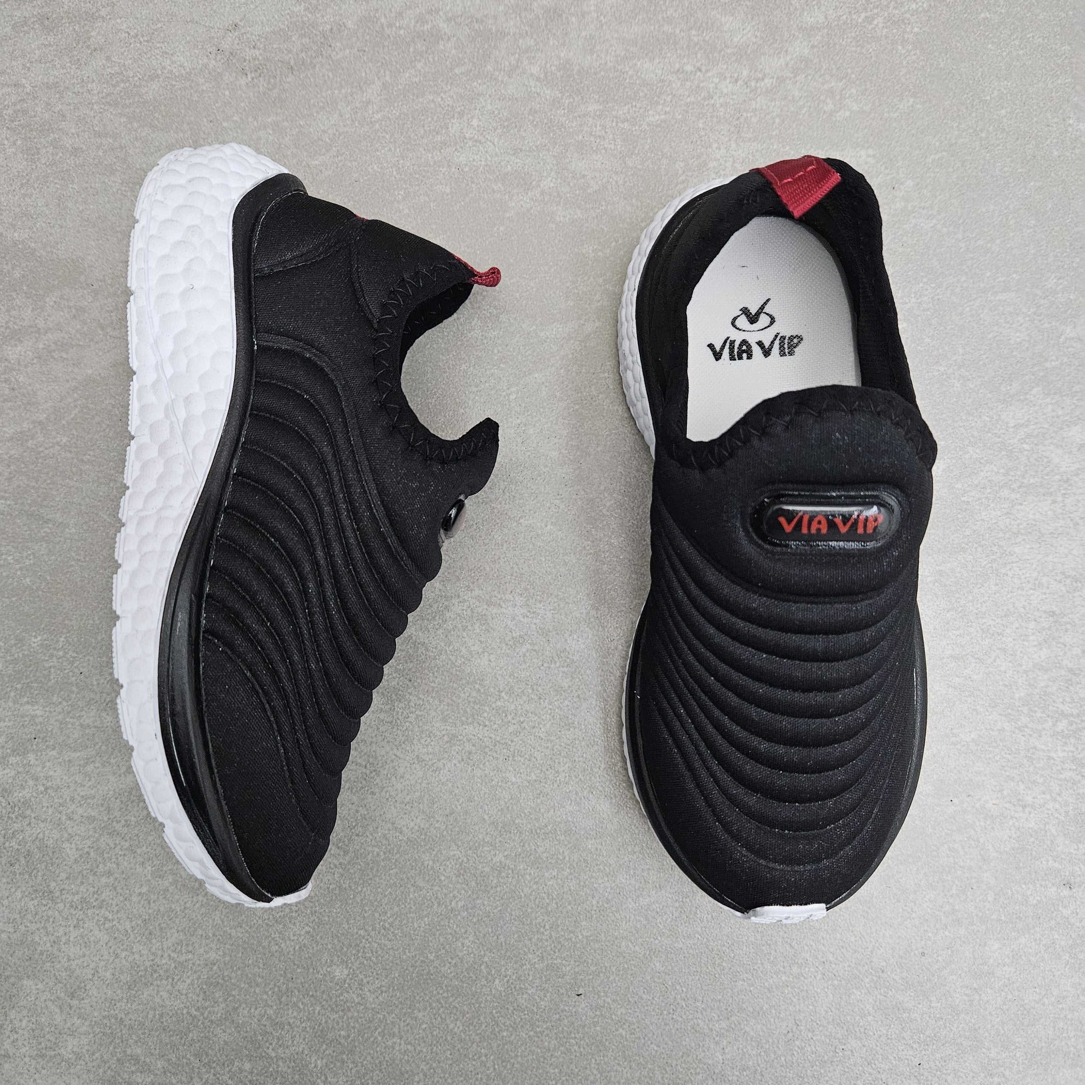 Tênis Infantil Menino Via Vip Slip On Preto/Vermelho 2
