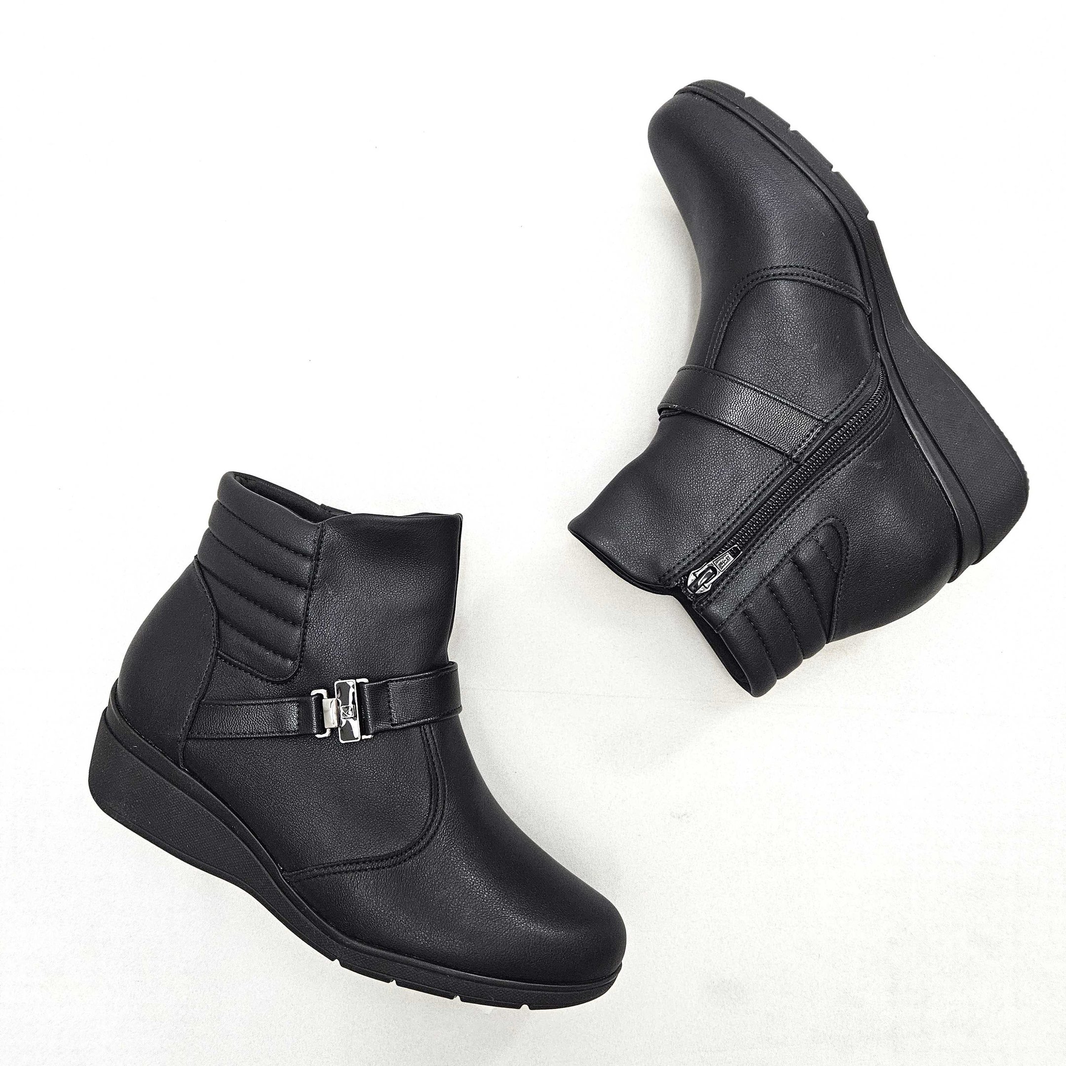 Bota Piccadilly Cano Curto Anabela Preto 2