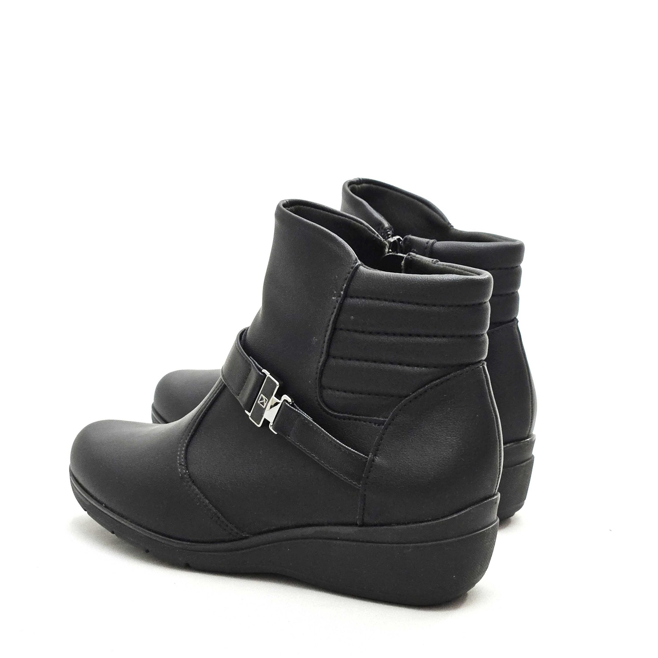 Bota Piccadilly Cano Curto Anabela Preto 3