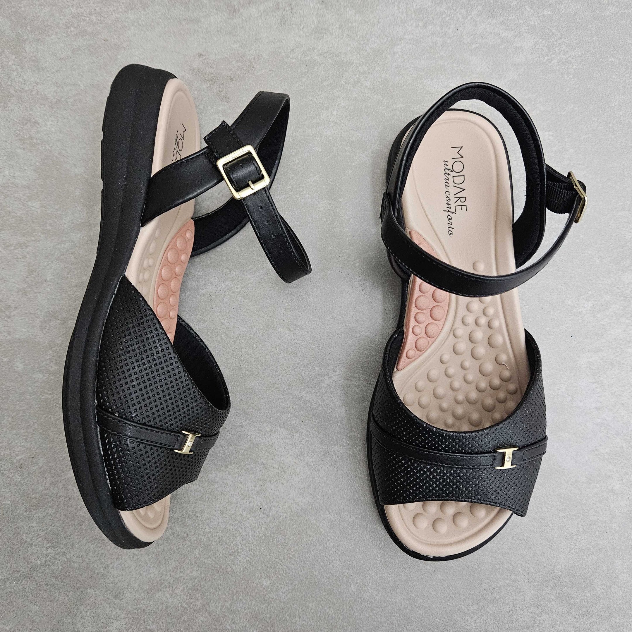 Sandália Feminina Modare Baixa com Fivela Preto 2