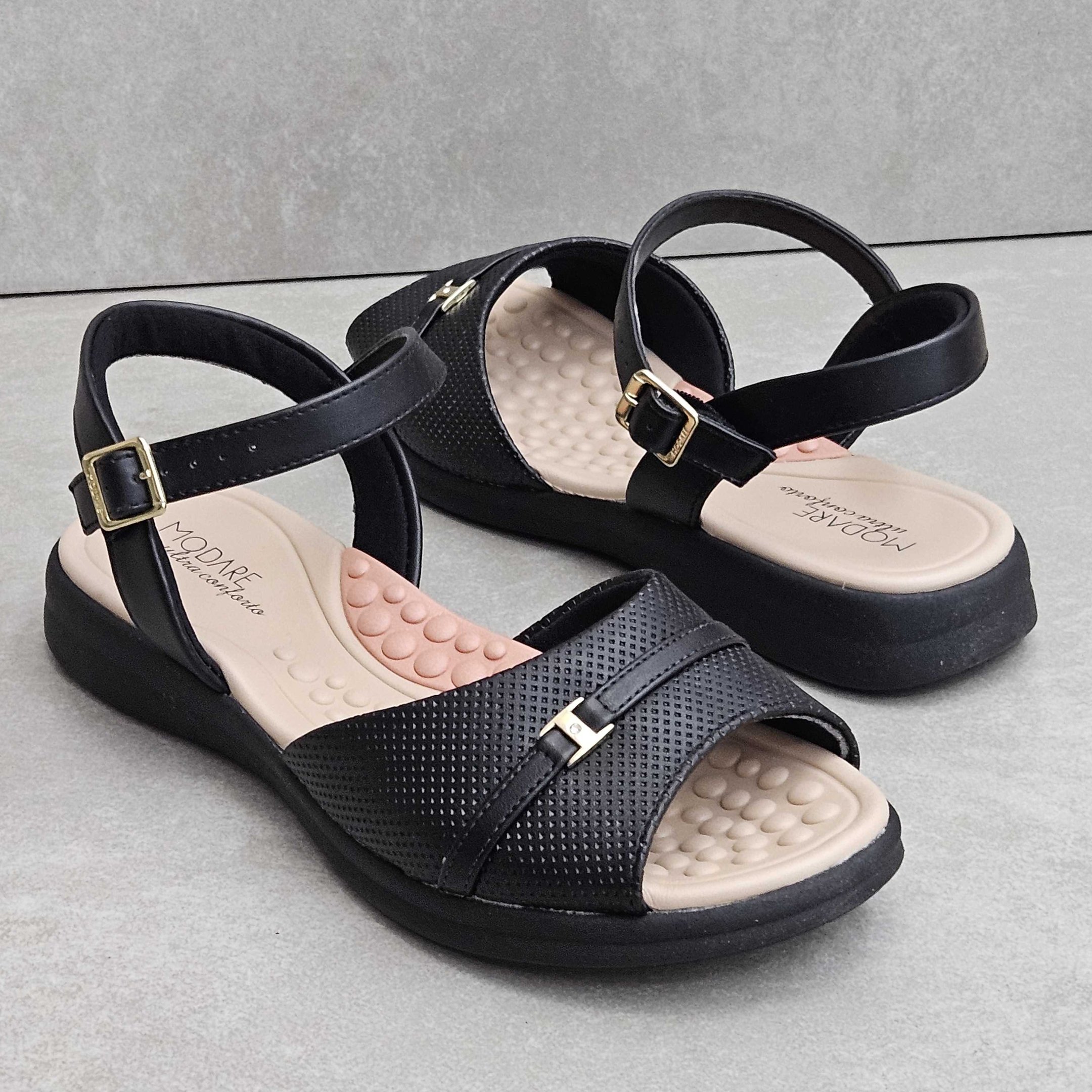 Sandália Feminina Modare Baixa com Fivela Preto 3