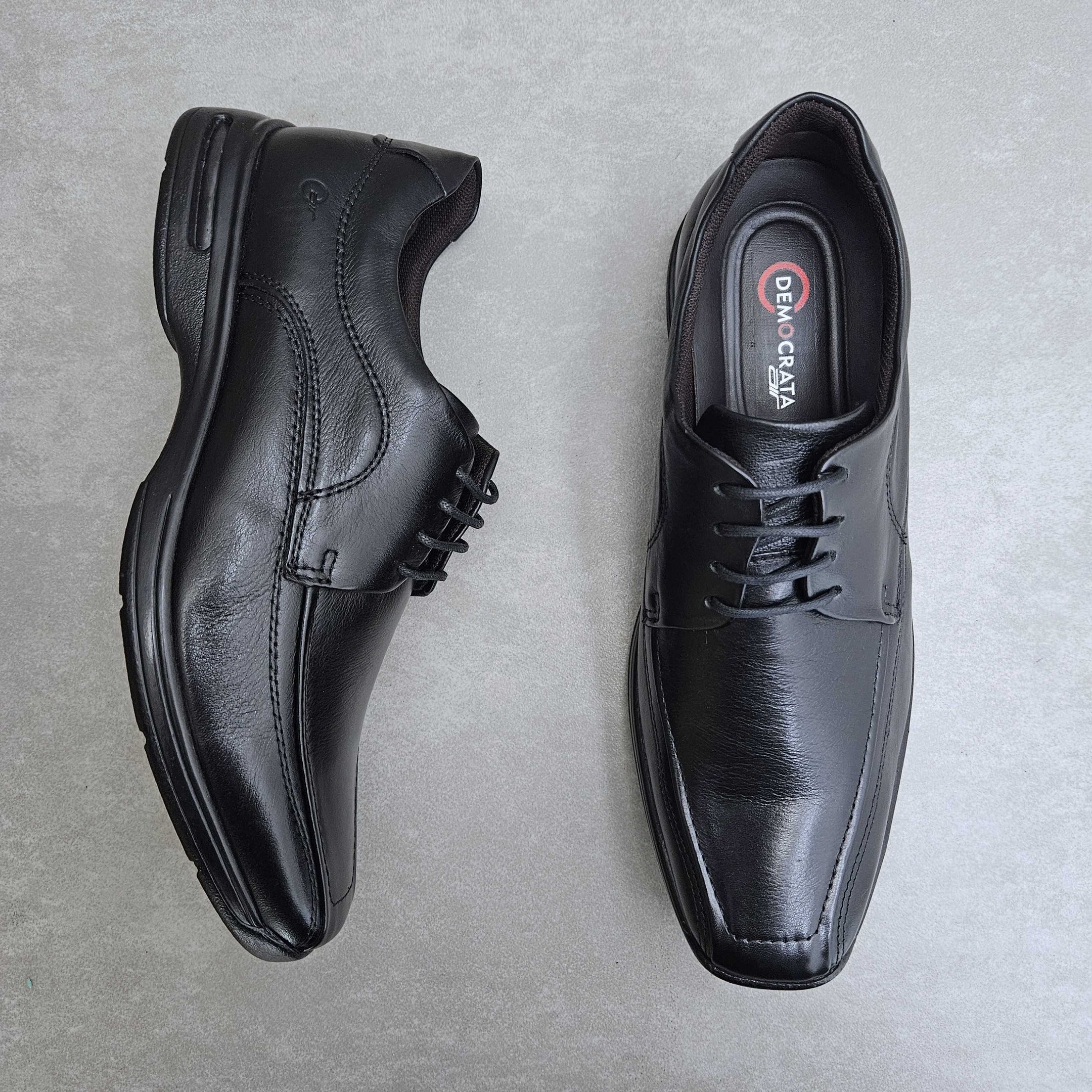 Sapato Social Democrata Air Stretch Sport Em Couro - Preto Preto 2