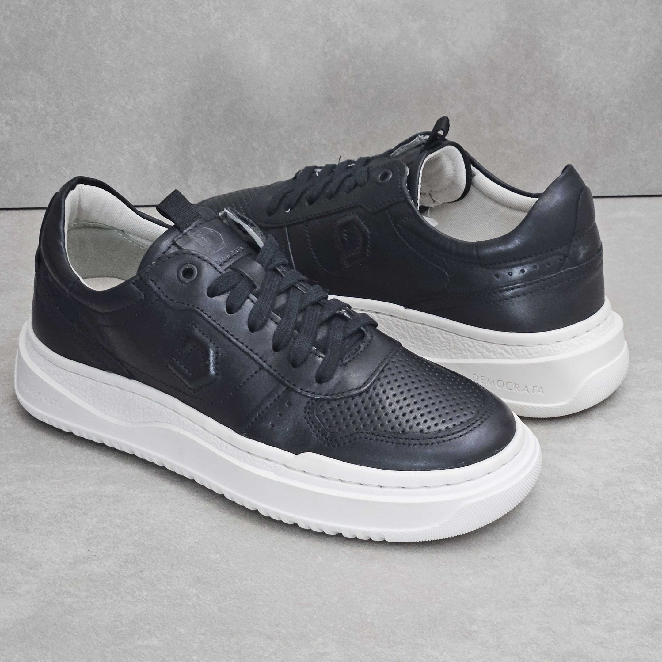 Tênis Masculino Democrata Denin Block em Couro Preto 3