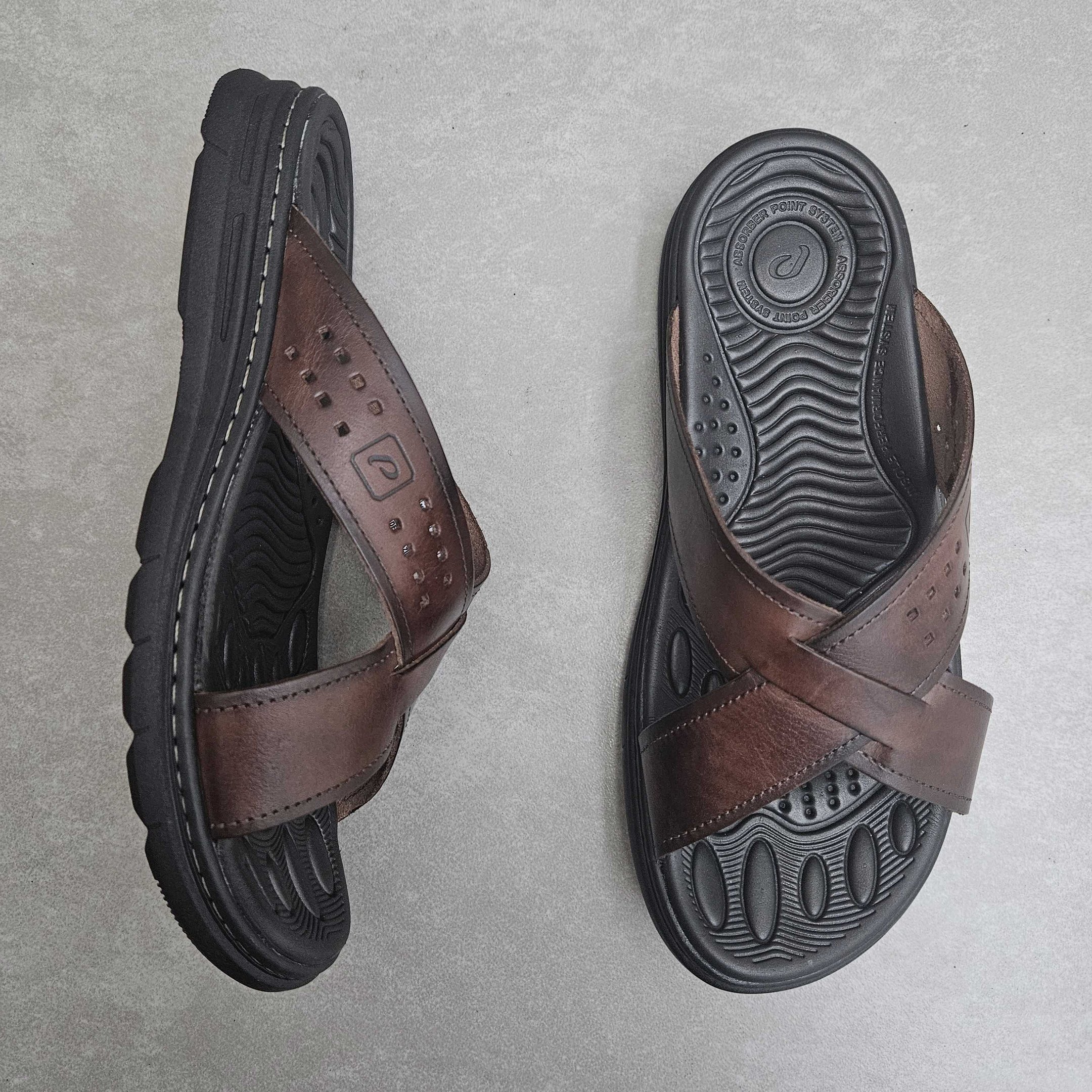 Chinelo Masculino Pegada X em Couro Pinhão 2