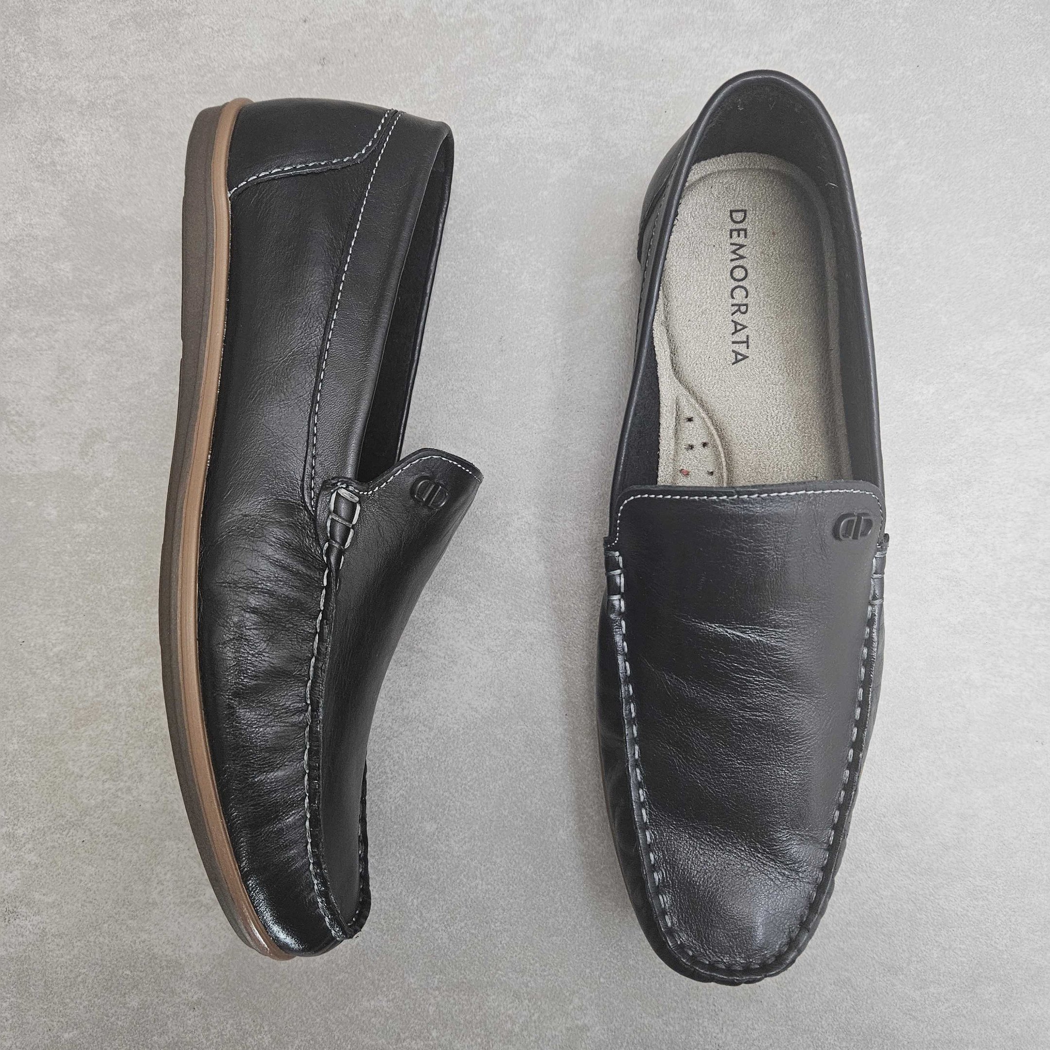 Sapato Mocassim Democrata Denin Tag Em Couro Preto 2