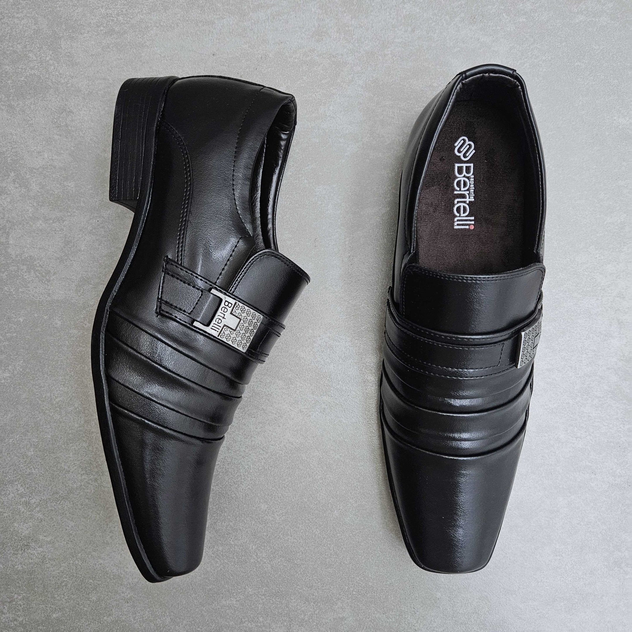 Sapato Social Masculino Bertelli Malbec Plissado Preto 2