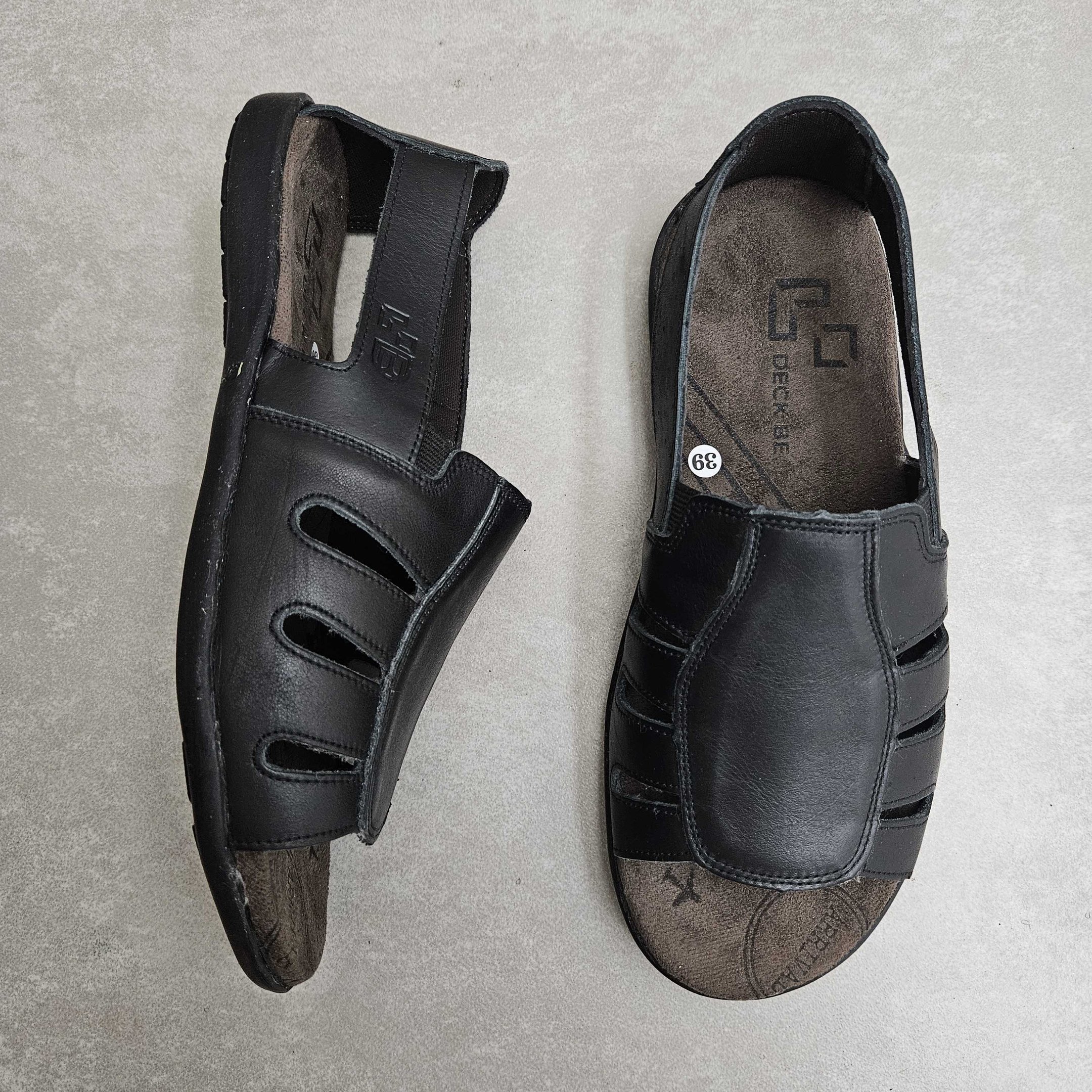 Sandália Masculina Fechada Deck Be Couro Preto 2