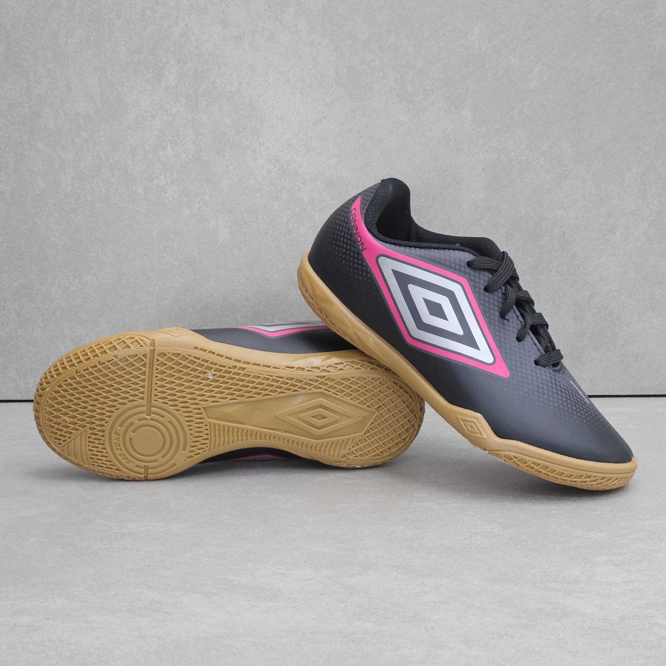 Chuteira Umbro Indoor Cannon Futsal Infantil Preto/Rosa 3