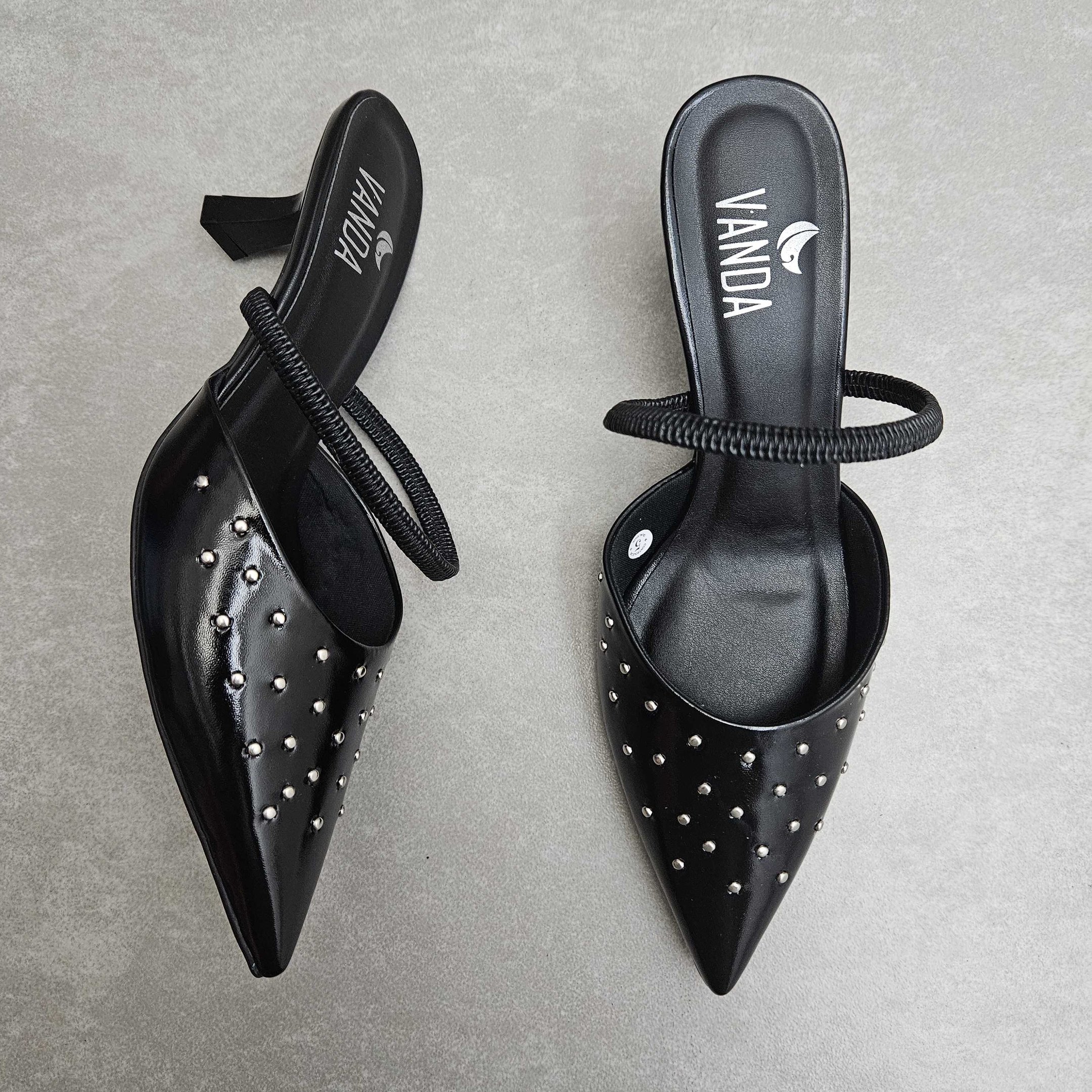 Sapato Di Valentini Slingback Hotfix Bico Fino Preto 2