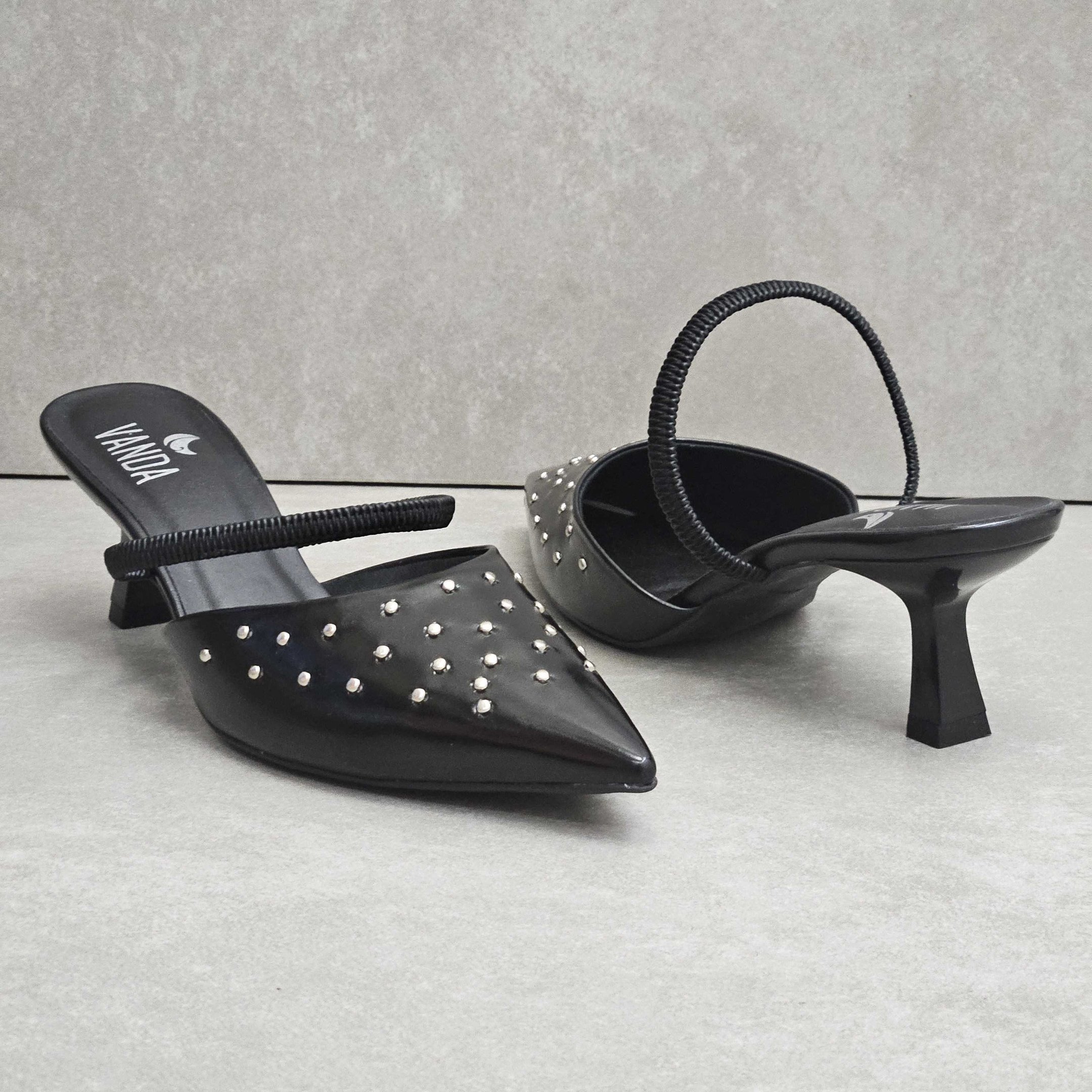 Sapato Di Valentini Slingback Hotfix Bico Fino Preto 3