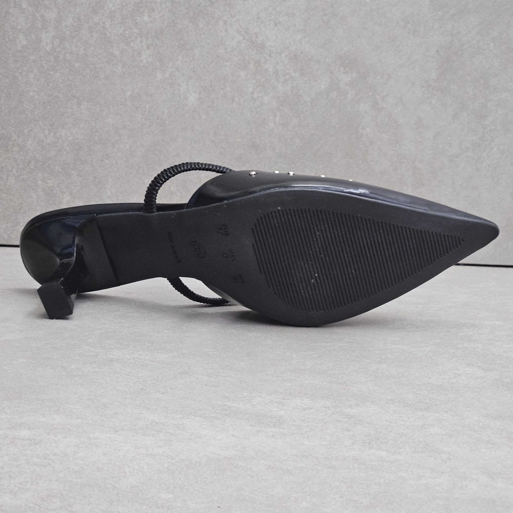 Sapato Di Valentini Slingback Hotfix Bico Fino Preto 4