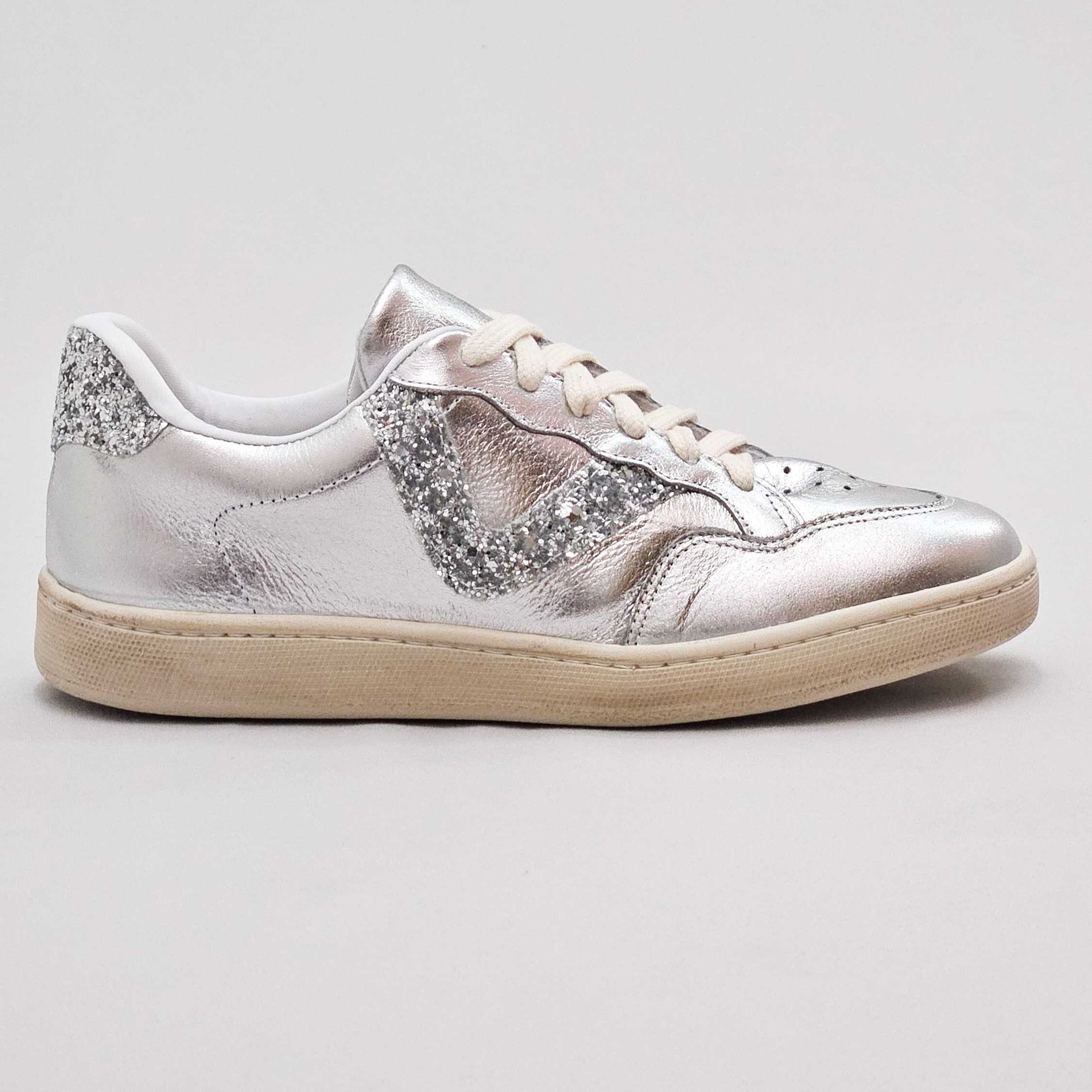 Tênis Di Valentini Casual Em Couro Com Brilho