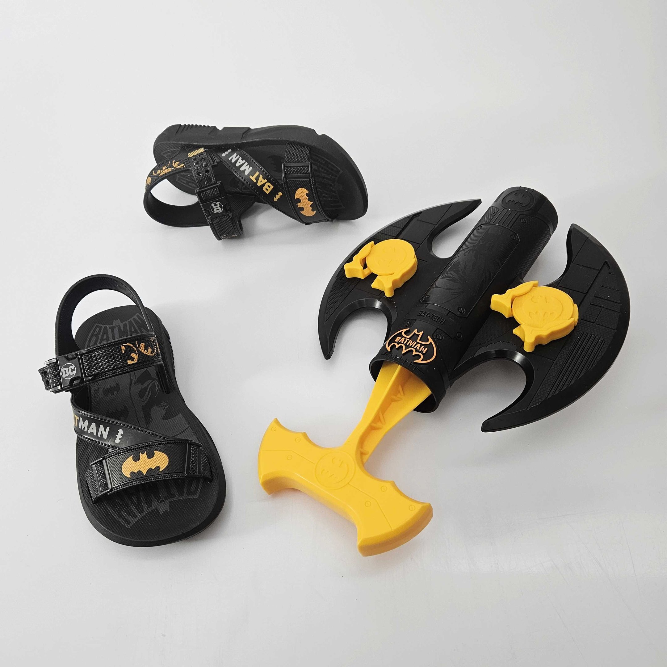 Sandália Papete Infantil Grendene Batman Lançador -Preto Preto/Amarelo 2