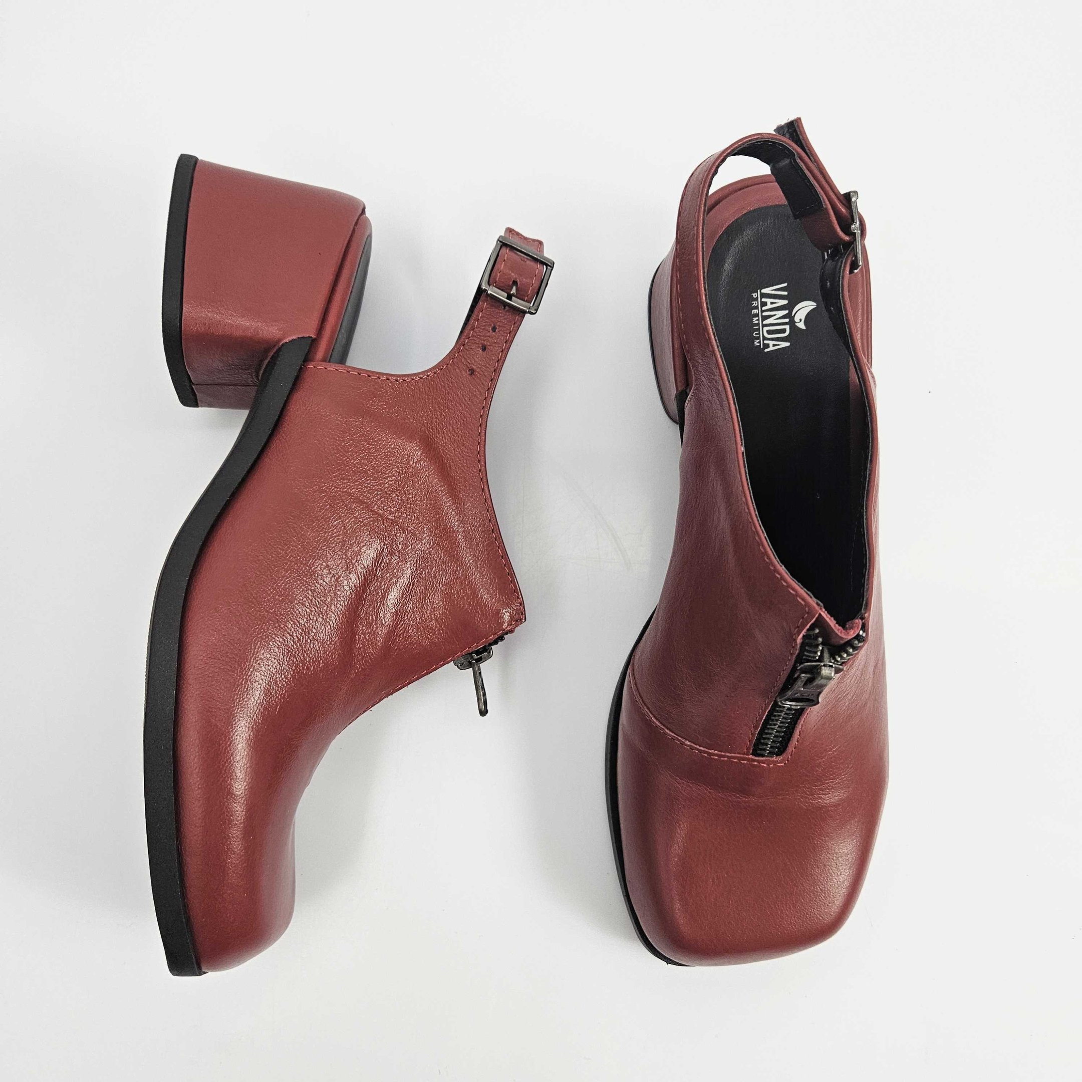 Sapato Feminino Vanda Premium Slingback Em Couro Carmim 2