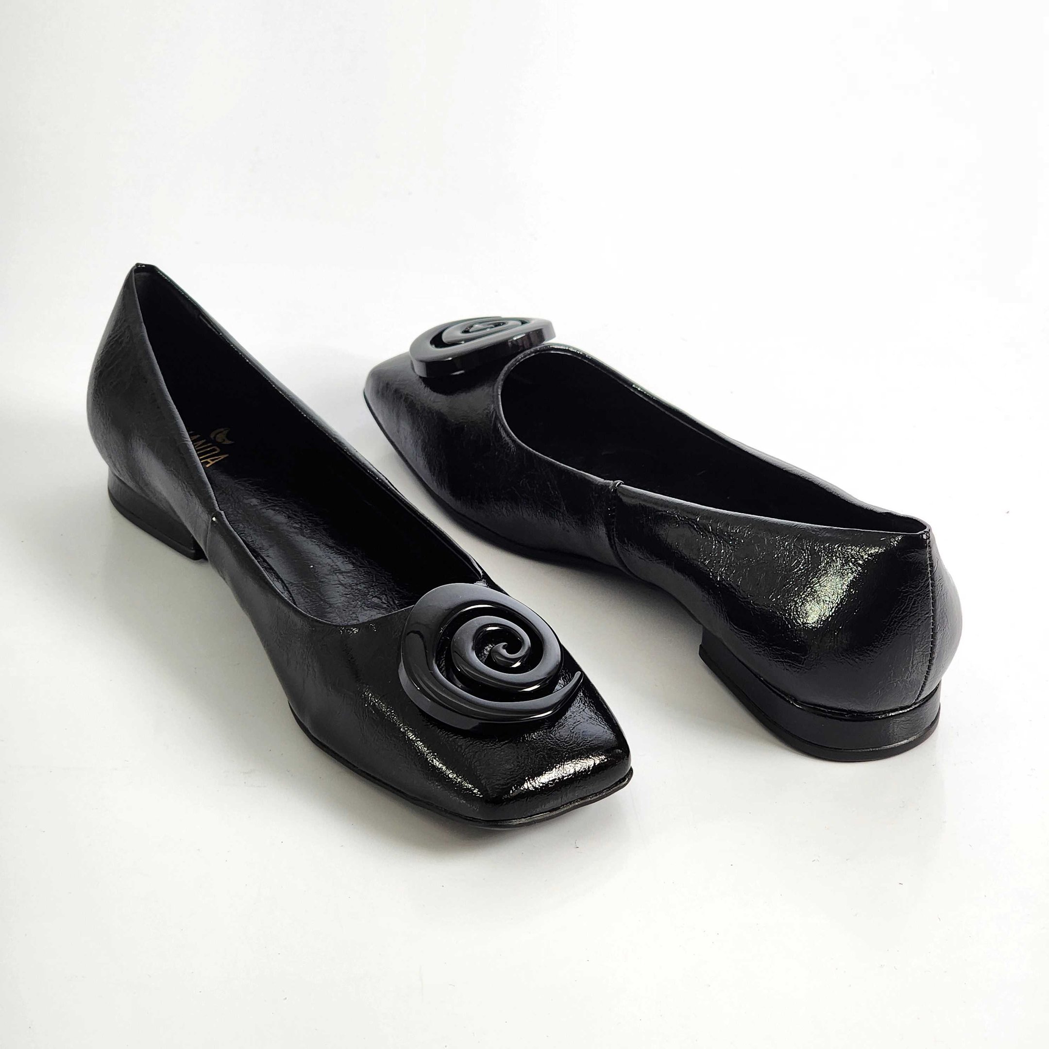 Sapatilha Zabumba Caracol Bico Quadrado Metalizado Preto 3