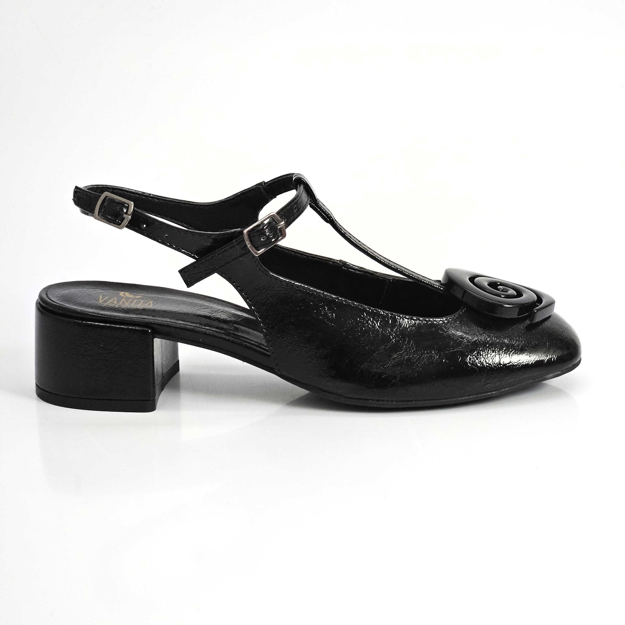 Sapato Zabumba Slingback Bico Quadrado Metalizado