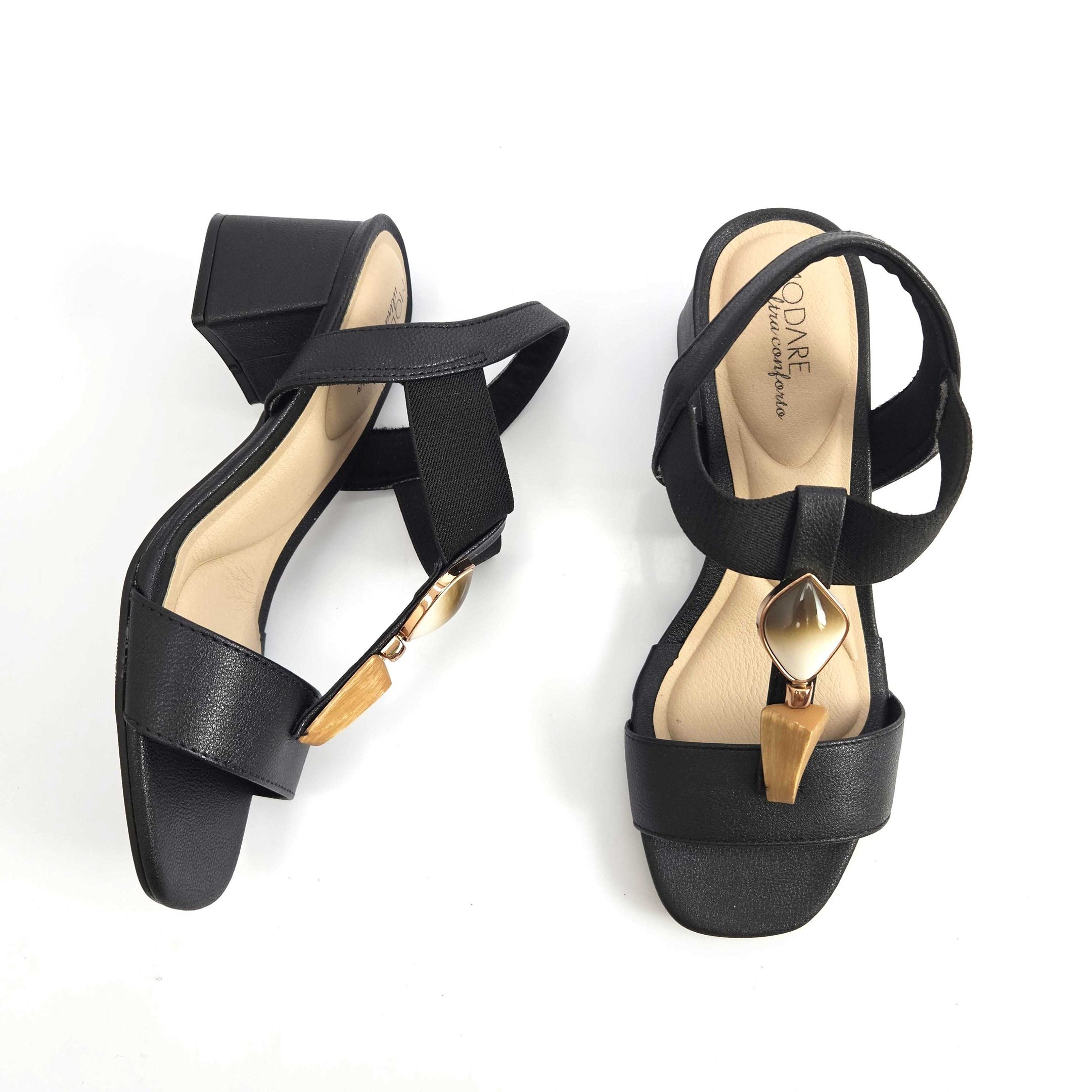 Sandália Modare Salto Médio Pedraria Preto 2