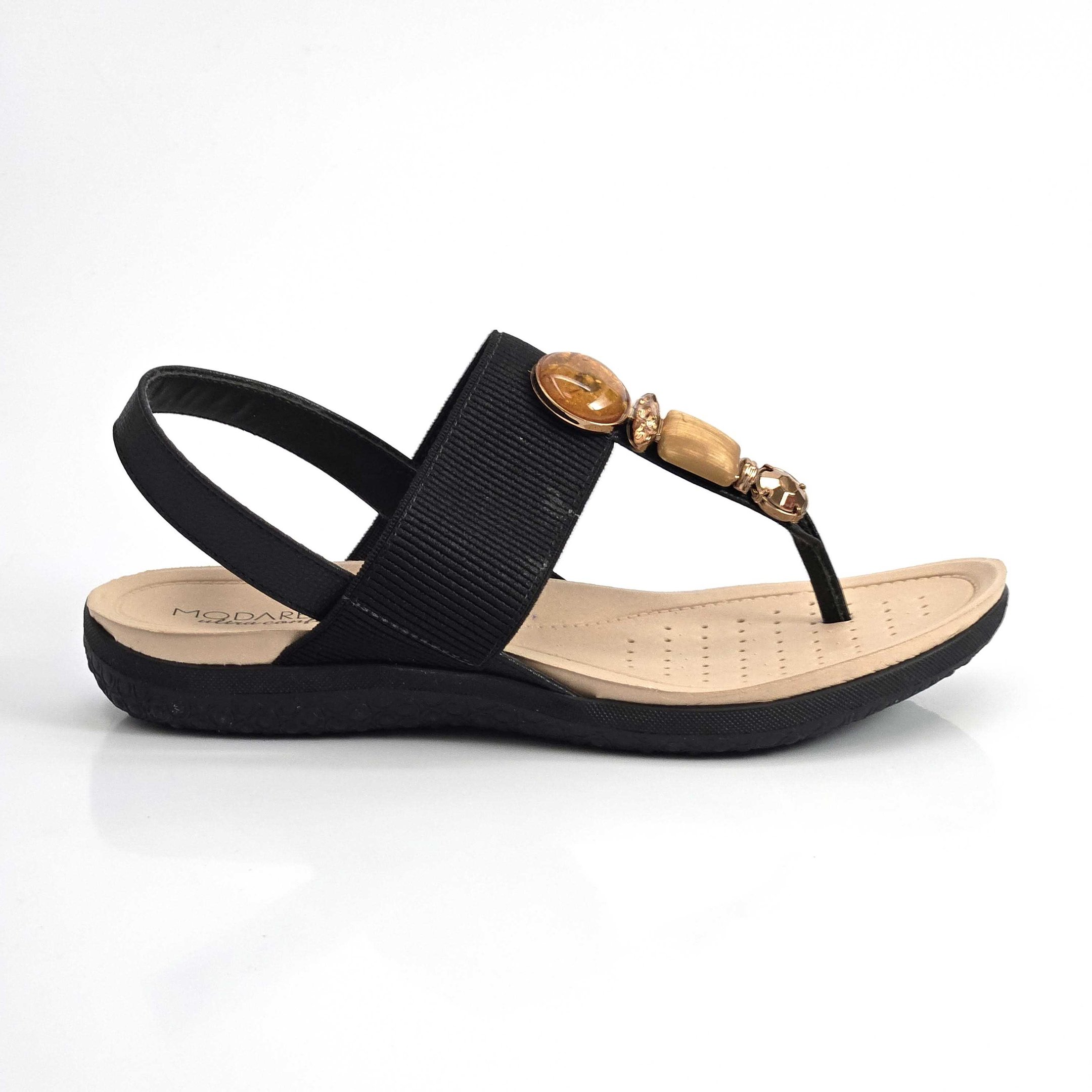 Sandália de Dedo Modare Flat Com Elástico - Preto Preto 2