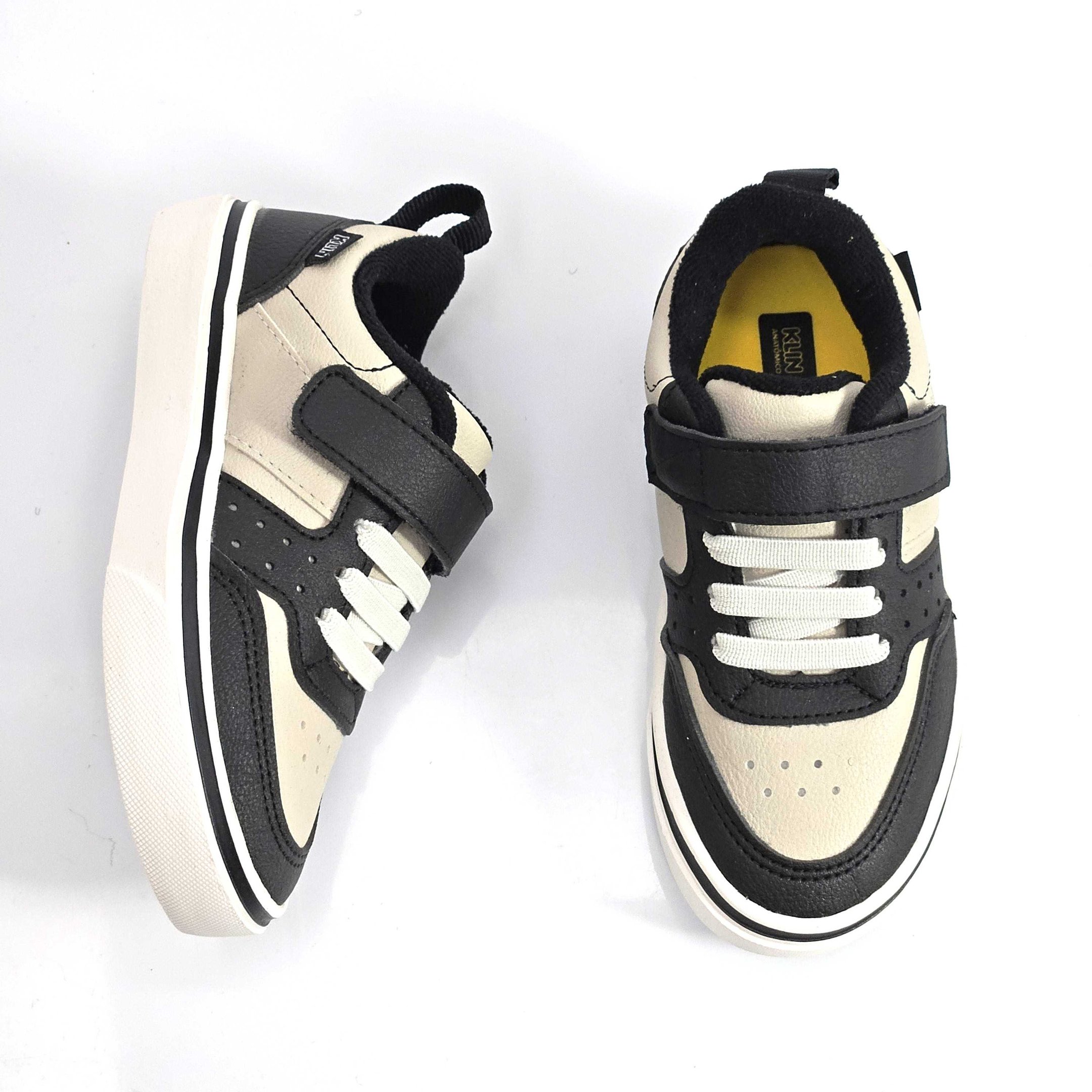 Tênis Infantil Klin Casual Calce Fácil Bege/Preto 2