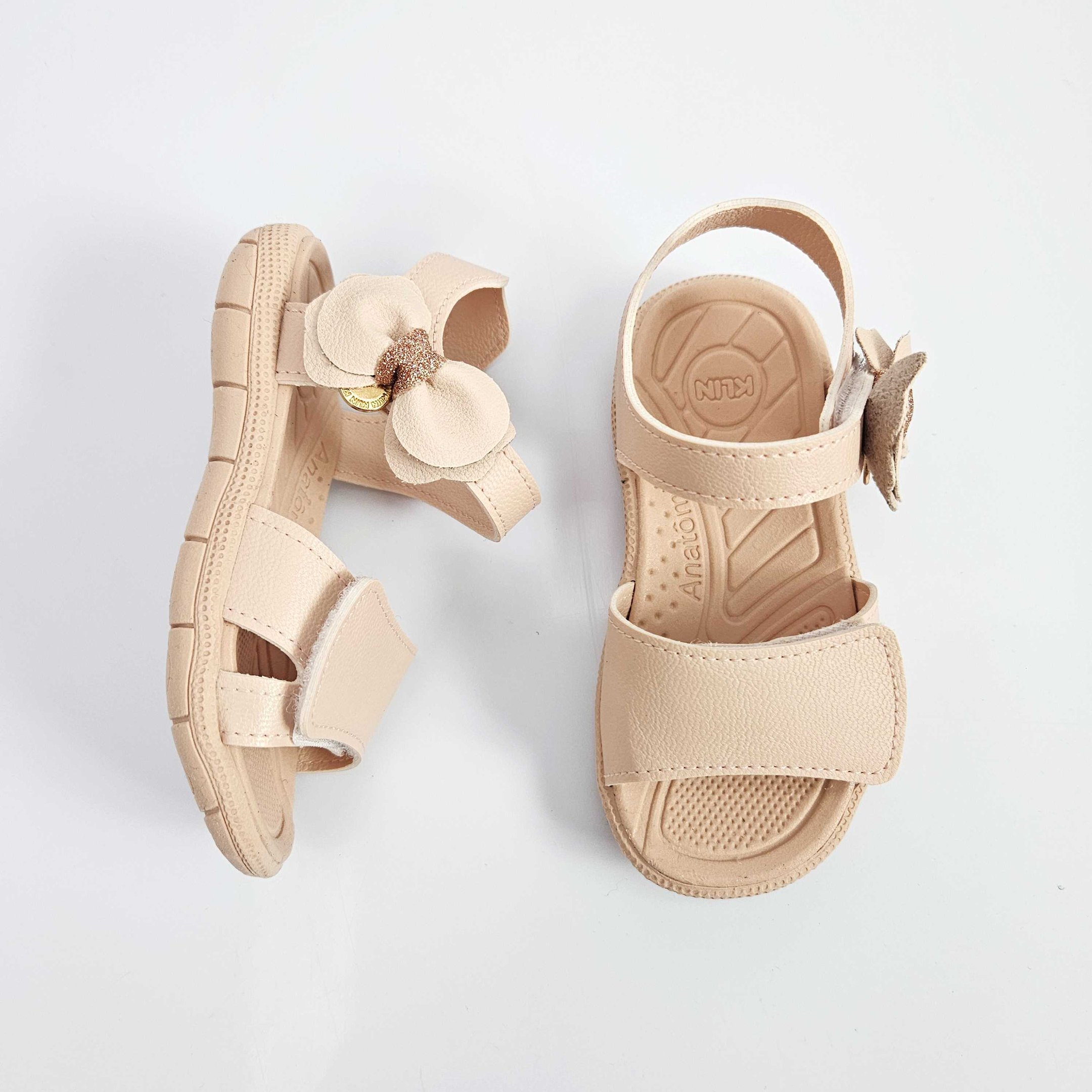 Sandália Infantil Papete Klin Tic Tac Laço Bege 3