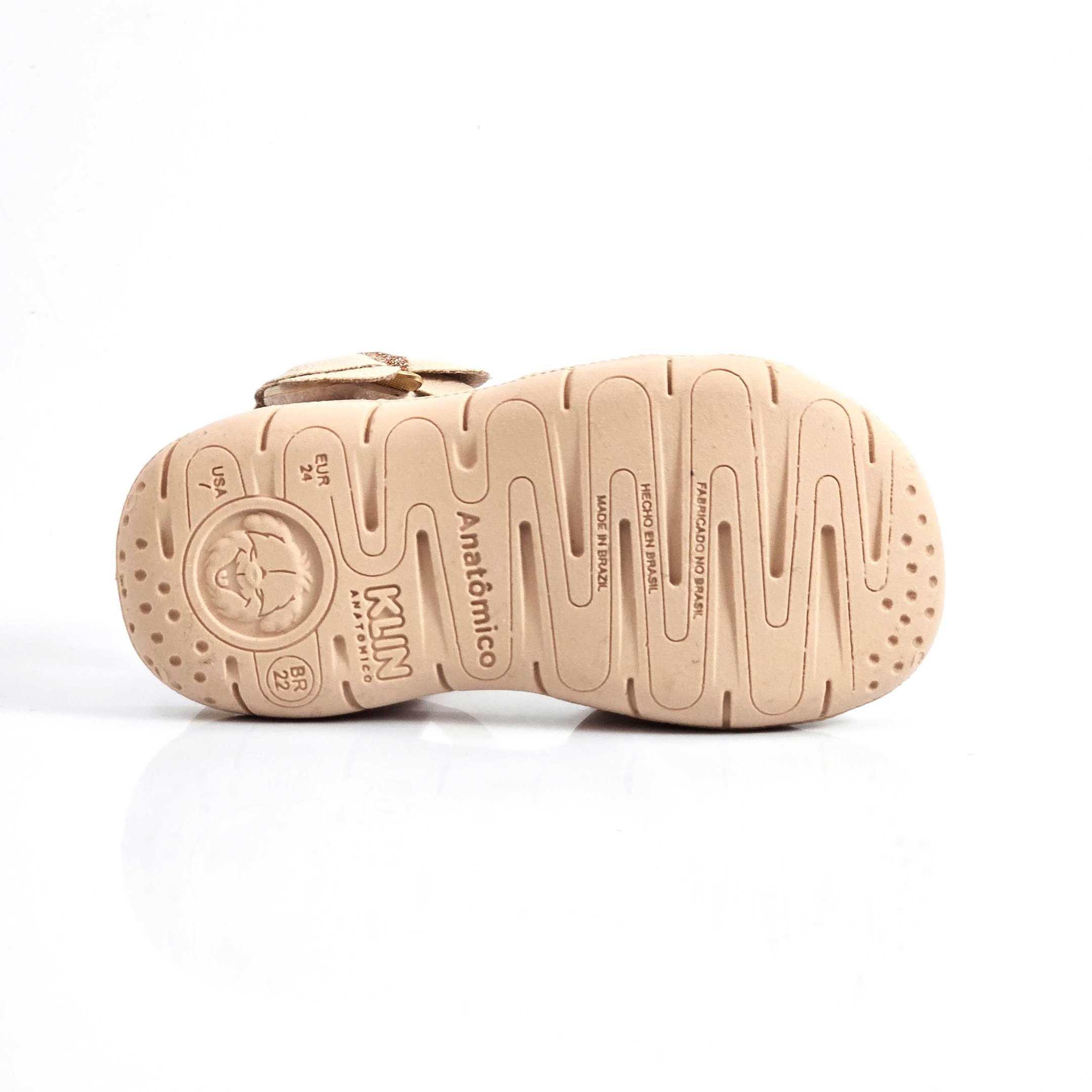 Sandália Infantil Papete Klin Tic Tac Laço Bege 4