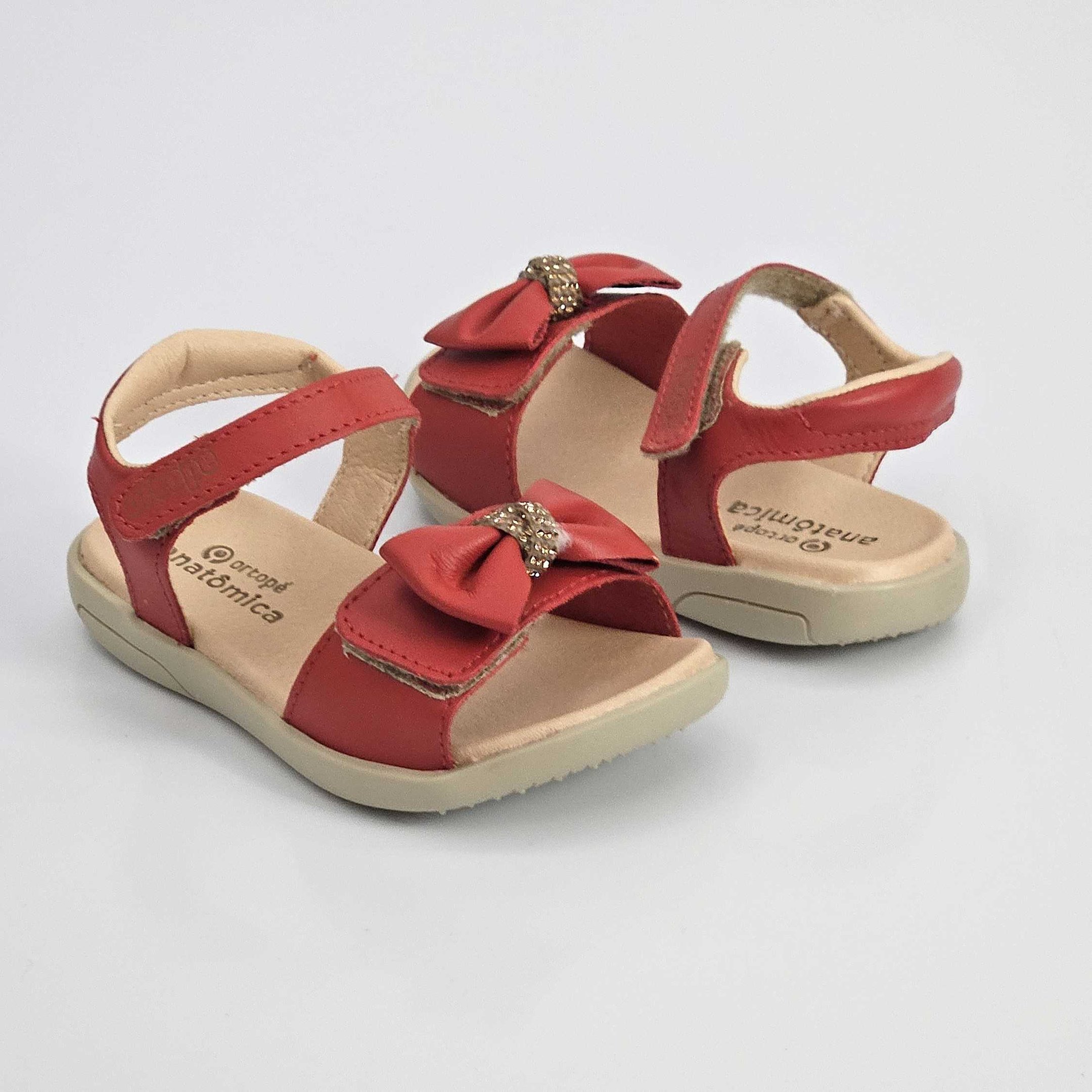 Sandália Infantil Ortopé Autentica em Couro Vermelho 2