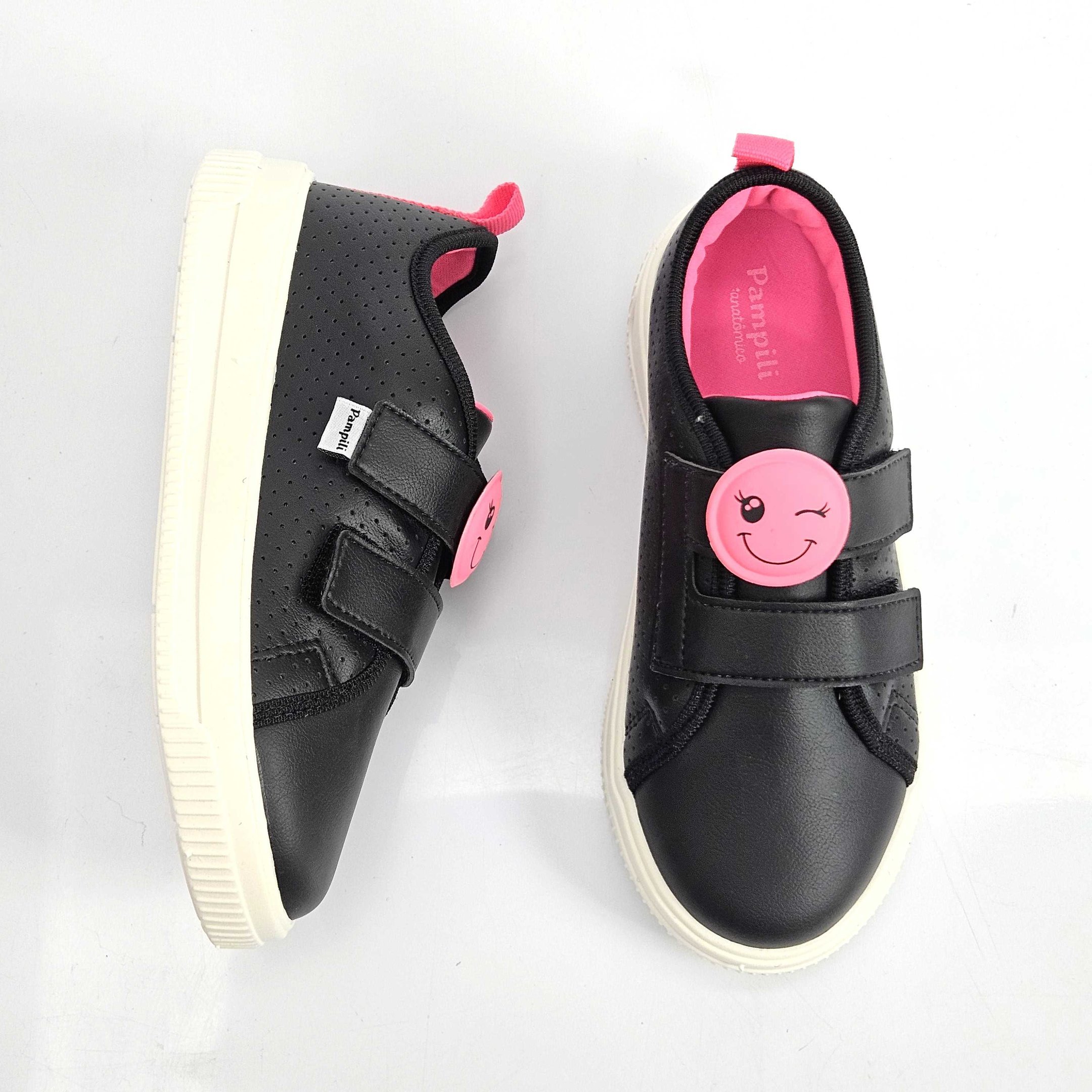 Tênis Infantil Pampili Casual Up Patch Preto/Rosa 2