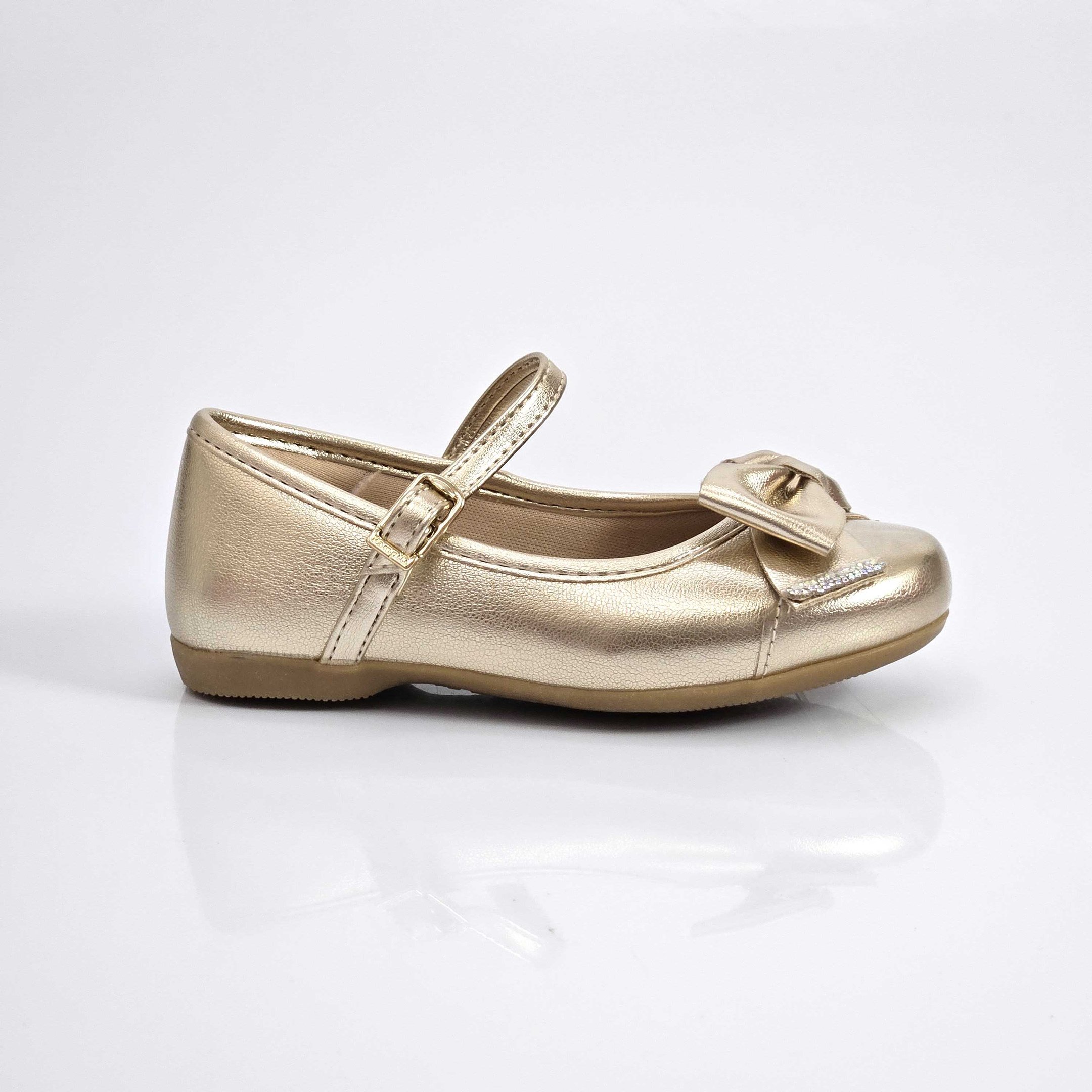 Sapatilha Infantil Pampili Baby Mariah Com Laço - Dourado