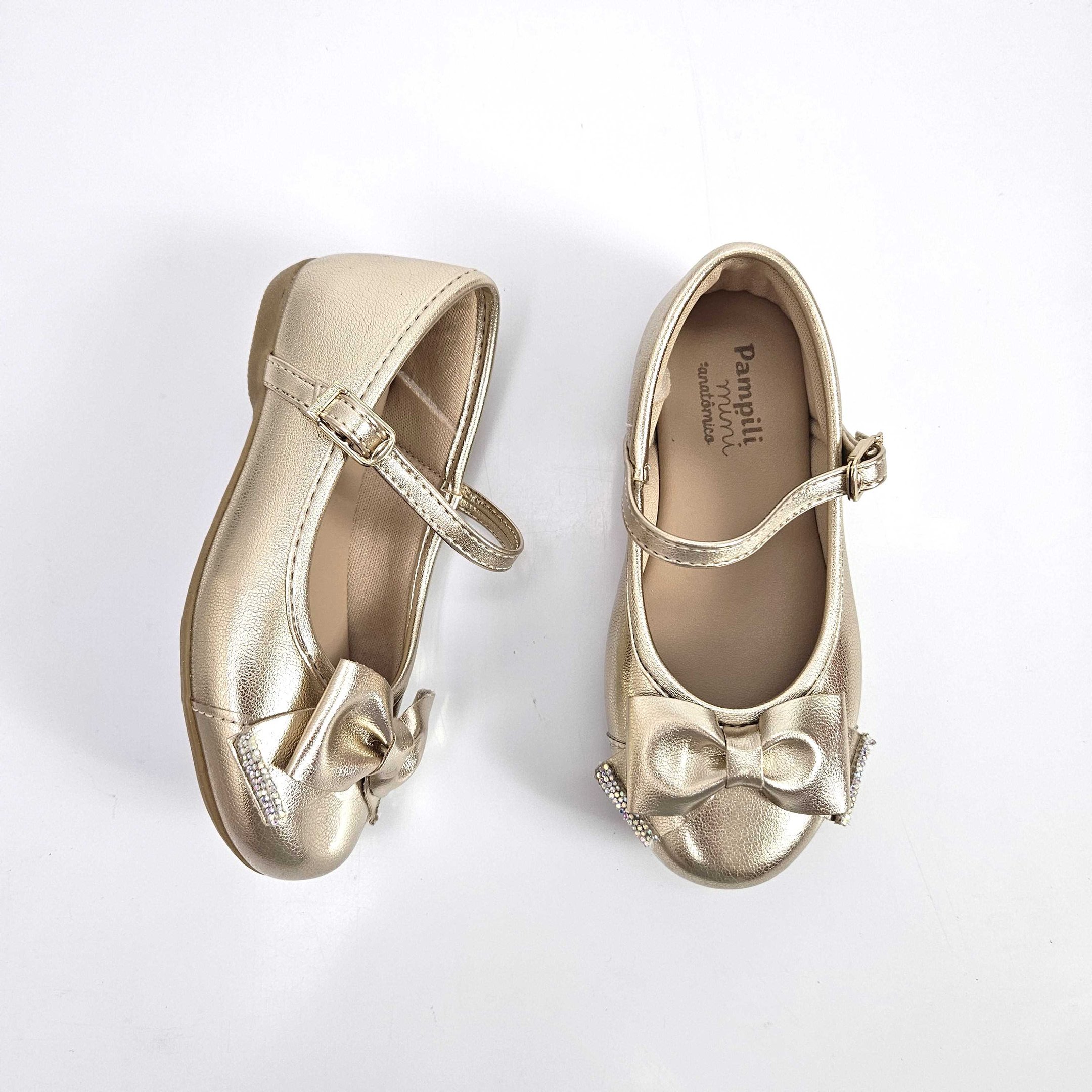 Sapatilha Infantil Pampili Baby Mariah Com Laço - Dourado Dourado 3