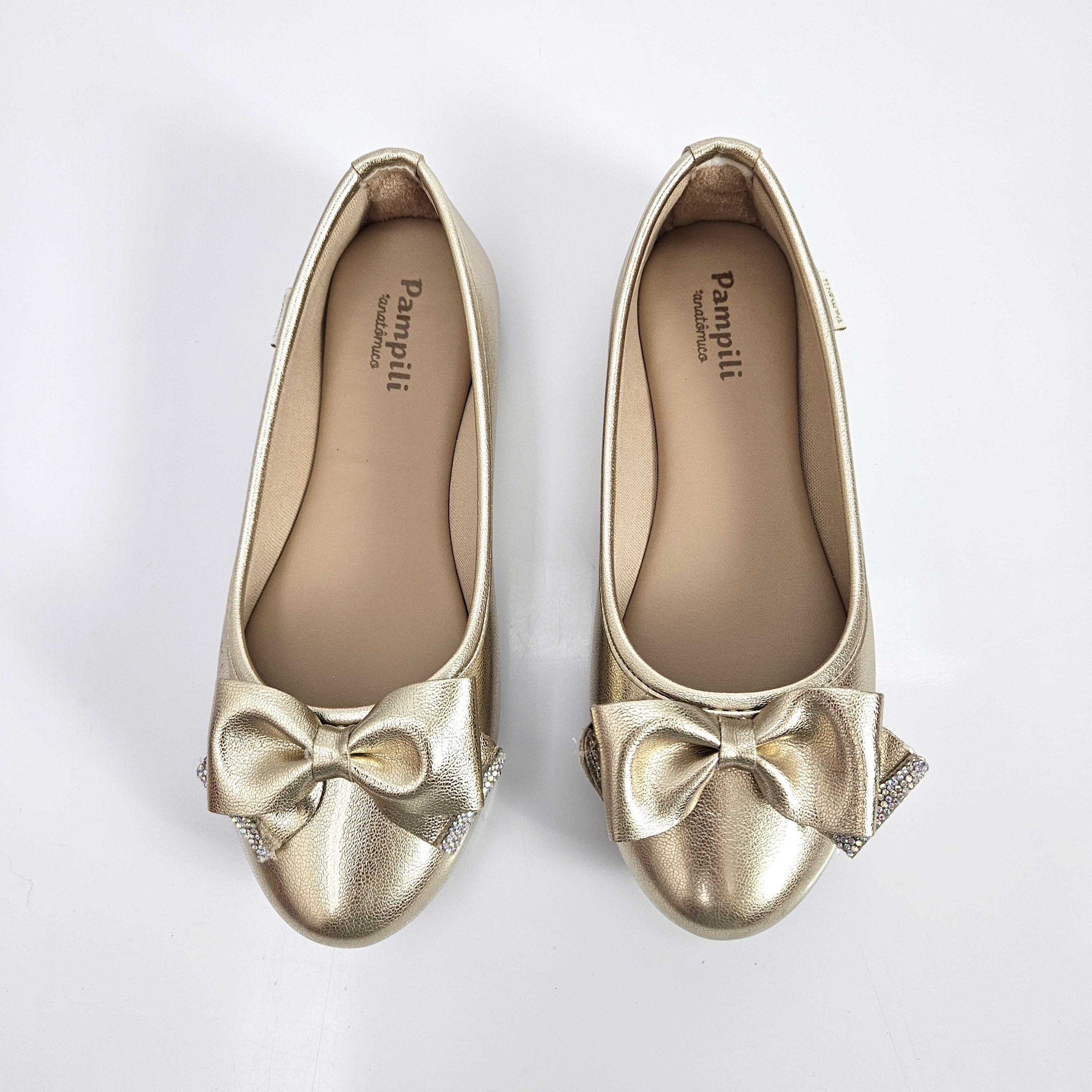 Sapatilha Infantil Pampili Mariah Com Laço - Dourado Dourado 3